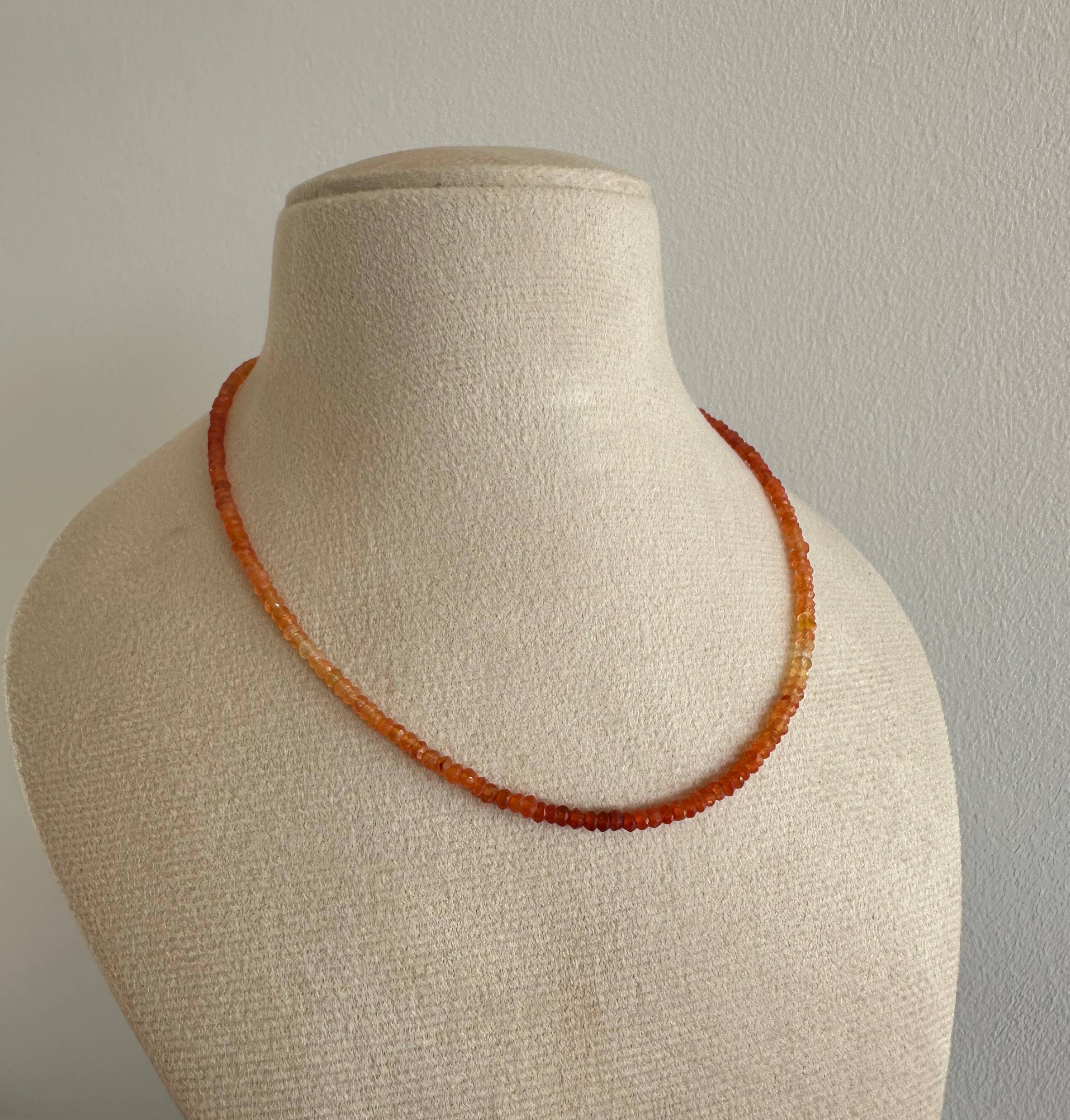 Anokhi Green Carnelian Slim Layering Necklace | Orange Strength Courage NKB42