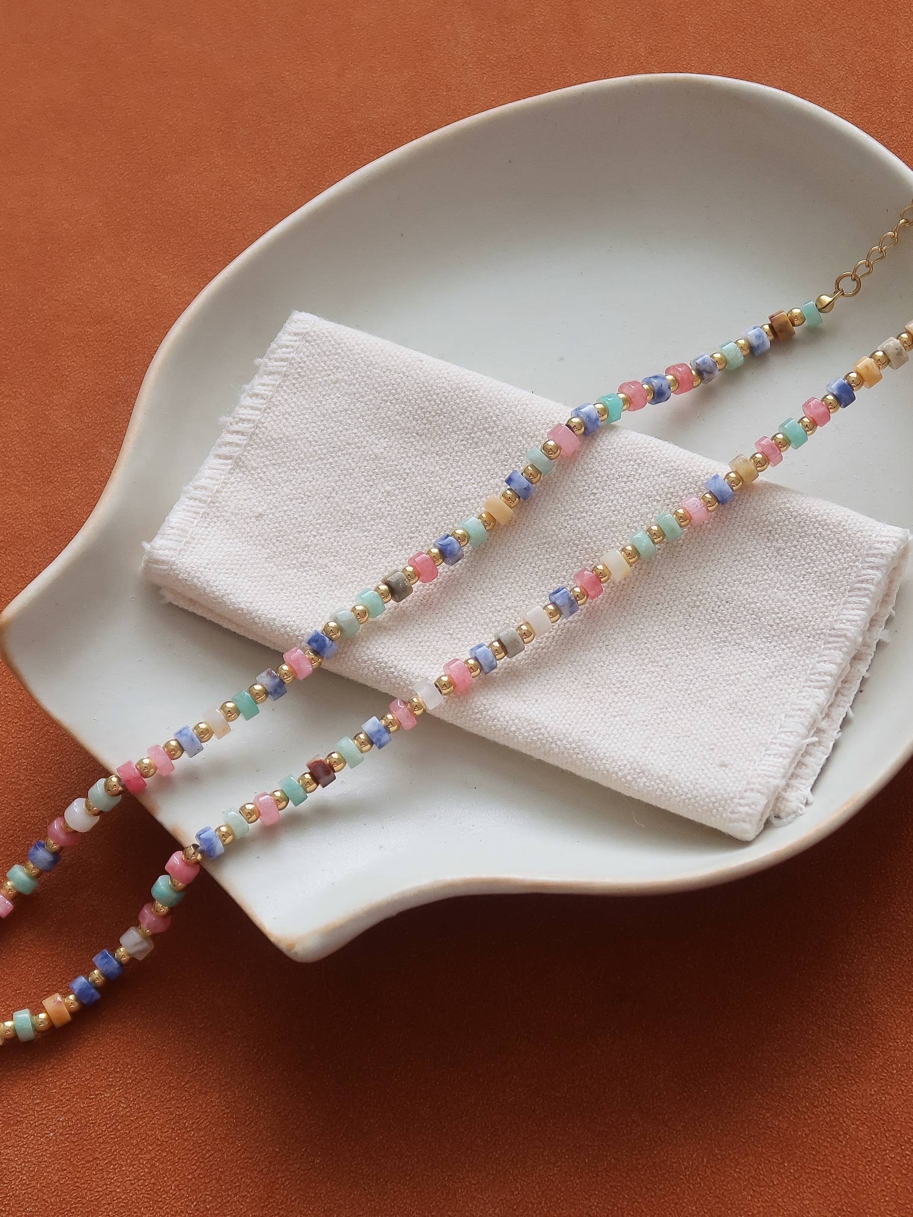Flânerie Lyric 18K Gold Non-Tarnish Faceted Bead Boho Necklace