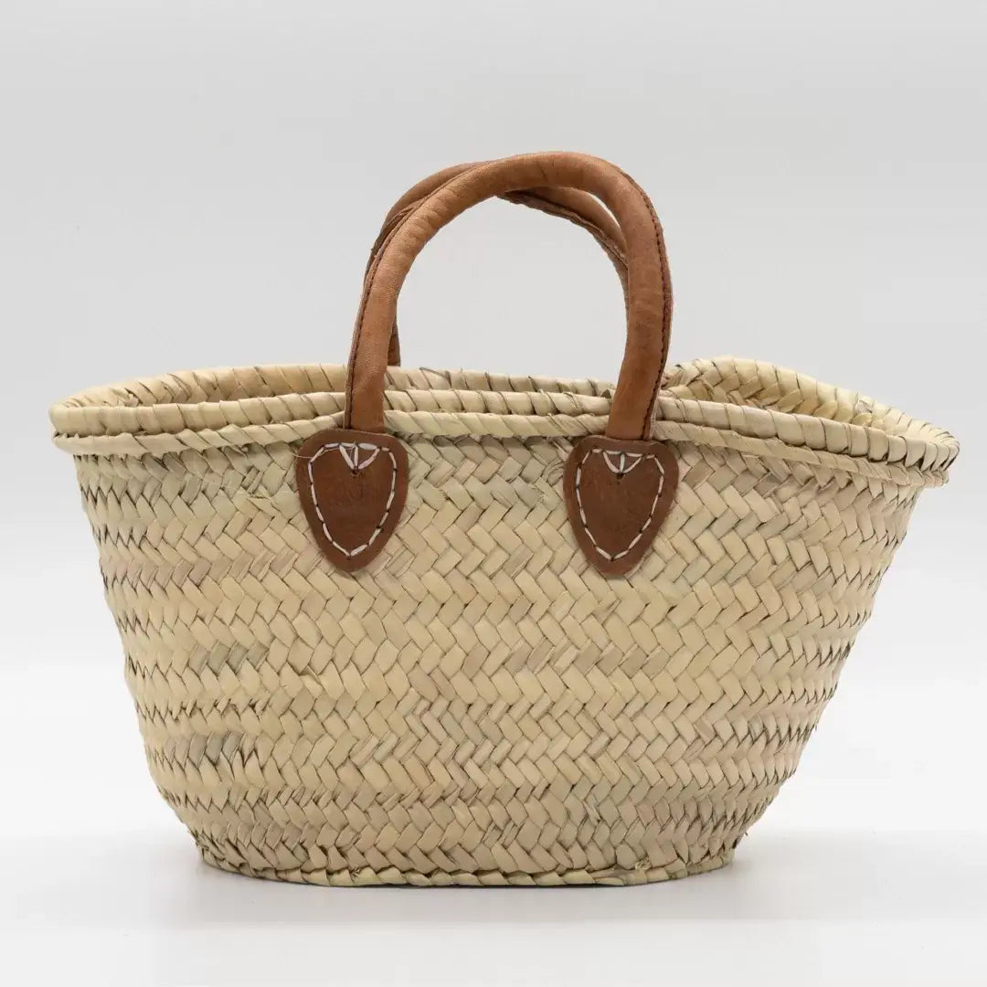 French Market Bags Basket Straw Bag with Leather #1
