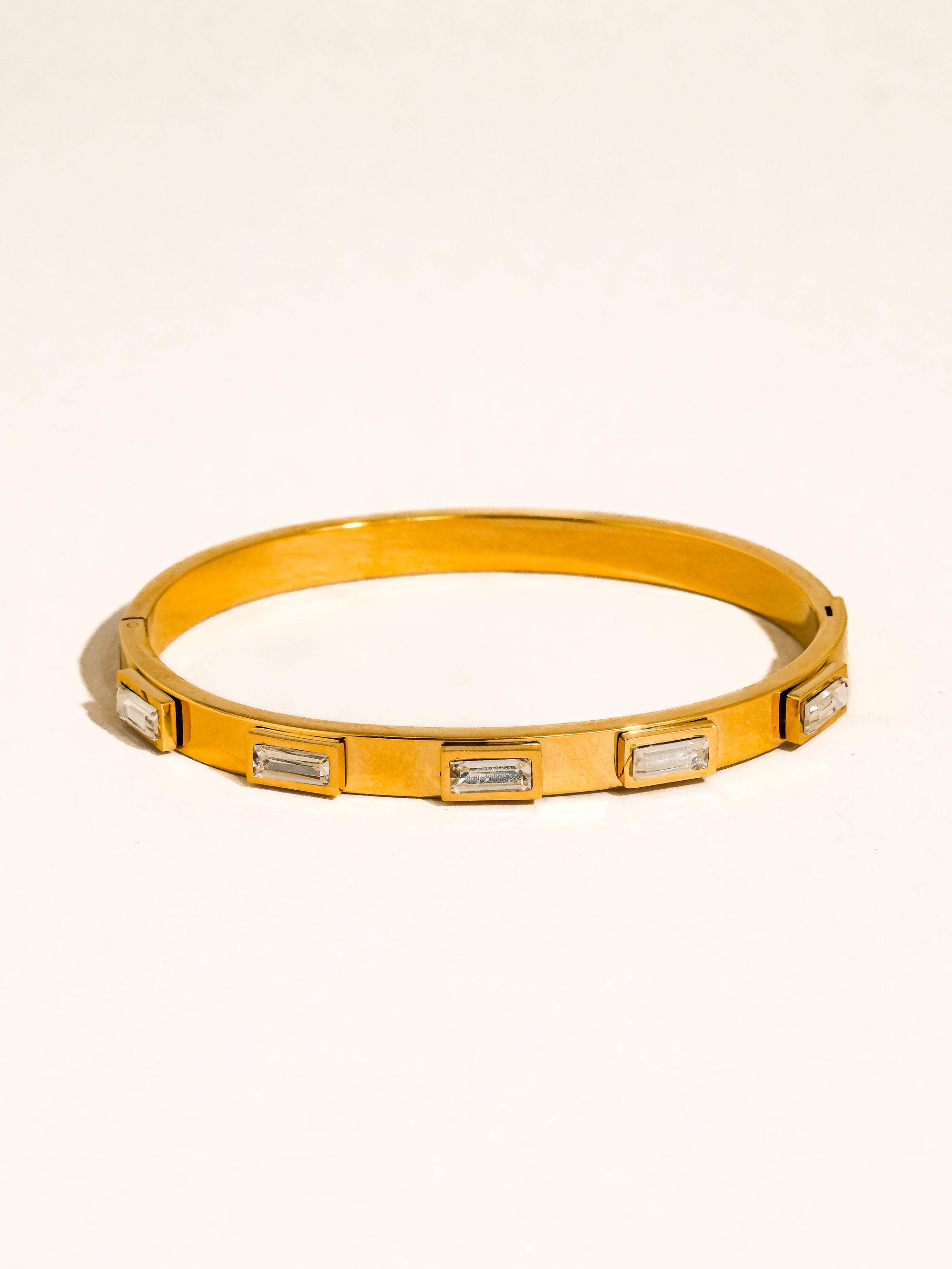 Flânerie Tanith 18K Gold Non-Tarnish Baguette CZ Bangle Bracelet