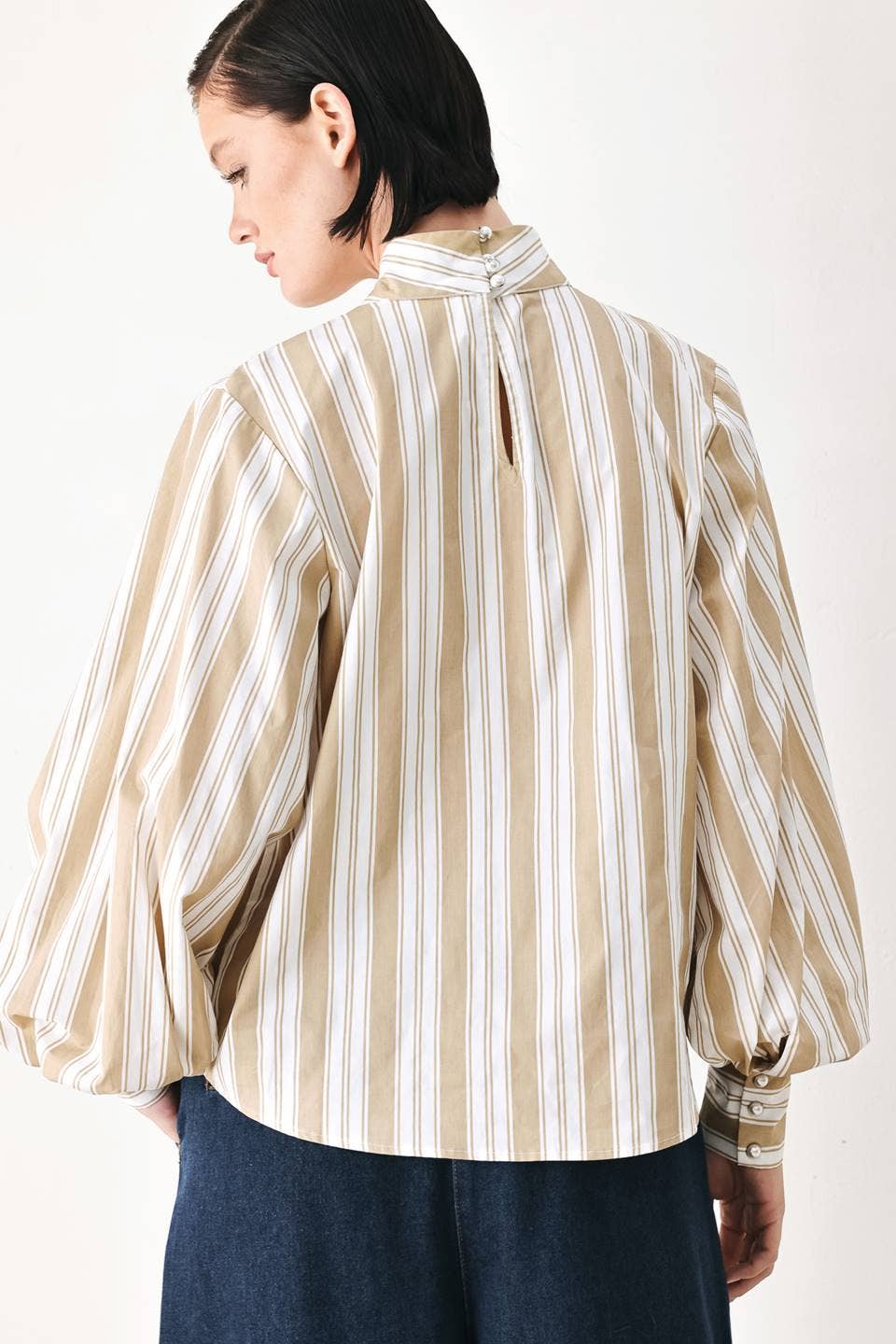 Flying Tomato Striped Woven Bow Top  FT2115