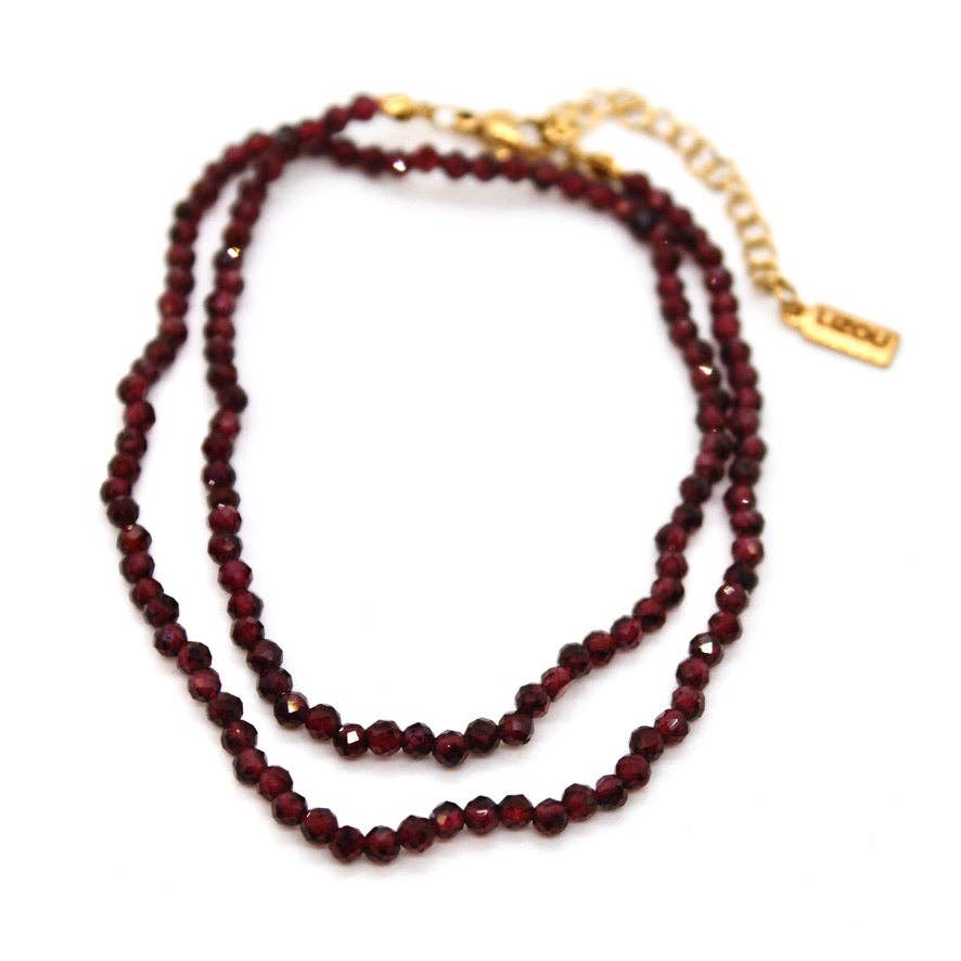 Lizou 16" Garnet Stone Necklace #9