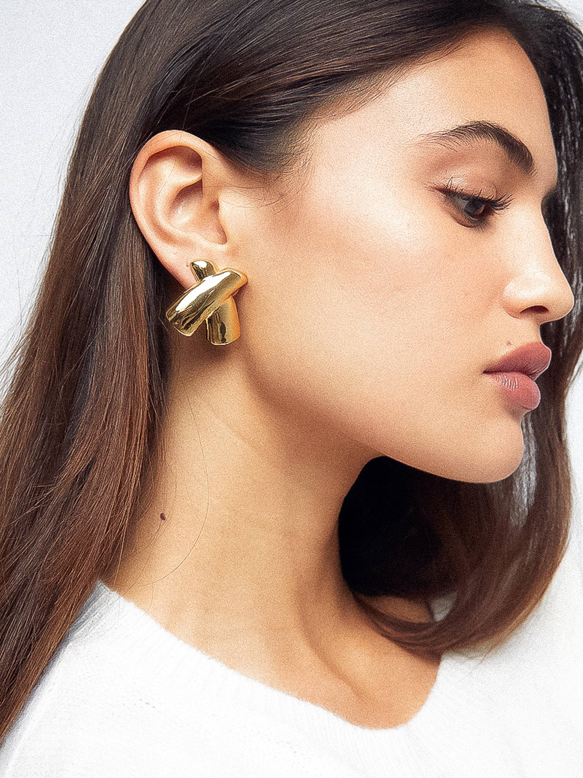 Flanerie Tiphanie 18K Gold Non-Tarnish X Earring