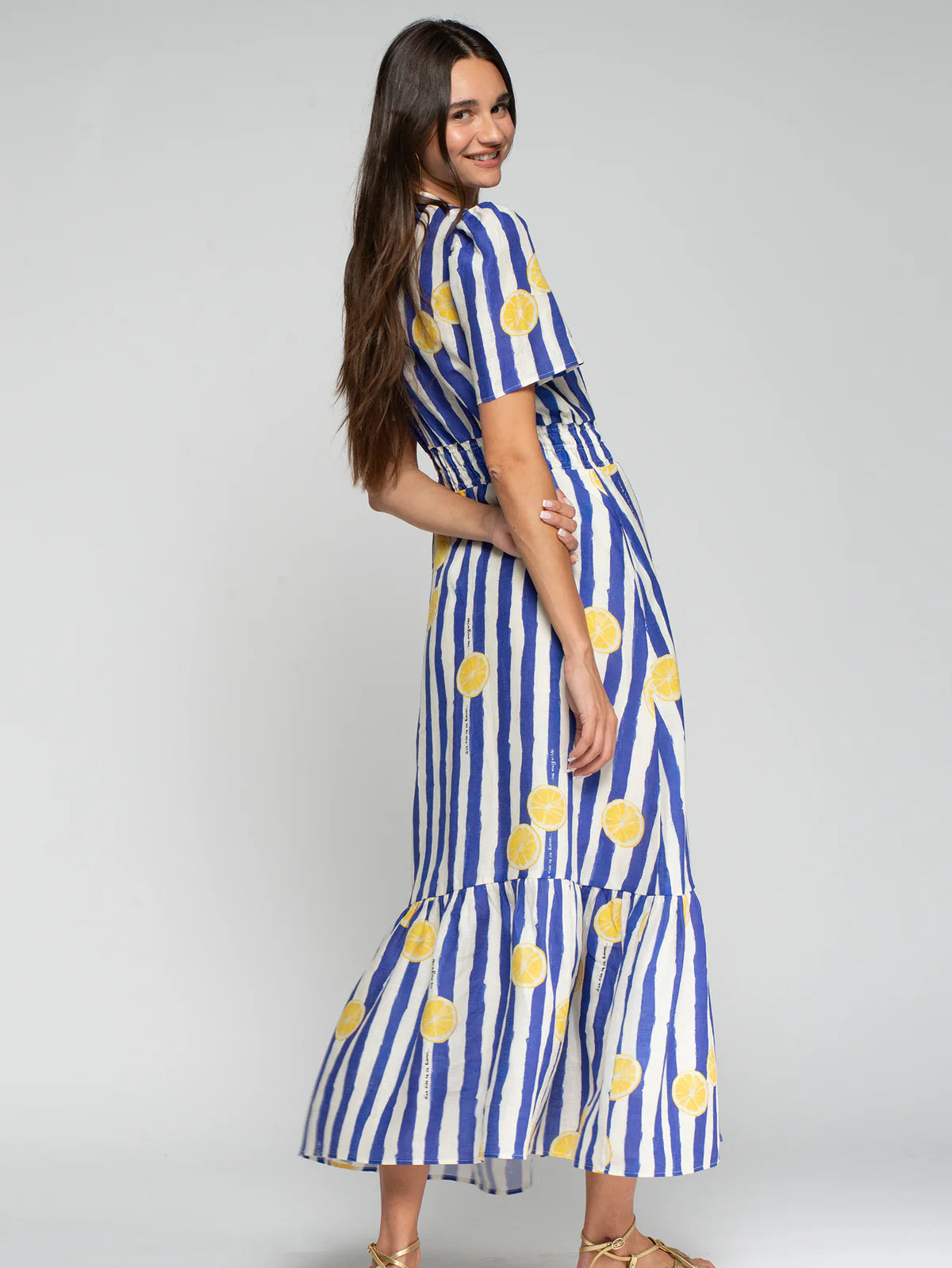 Vilagallo Striped Lemon Dress 33457