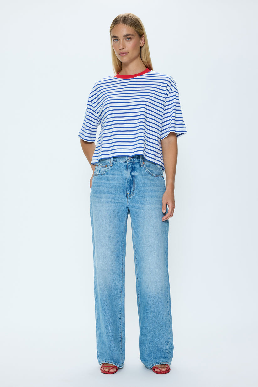 Pistola Mae Cropped Tee in Maritime Red