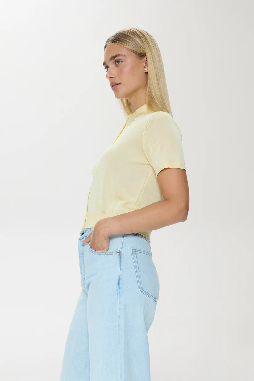 Pistola Lucca Short Sleeve Polo Sweater- Pale Yellow