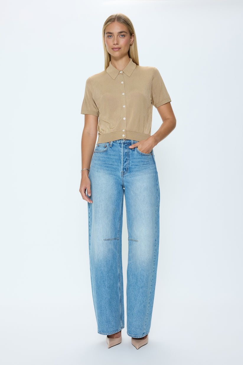 Pistola Lucca Short Sleeve Polo Sweater - Wheat