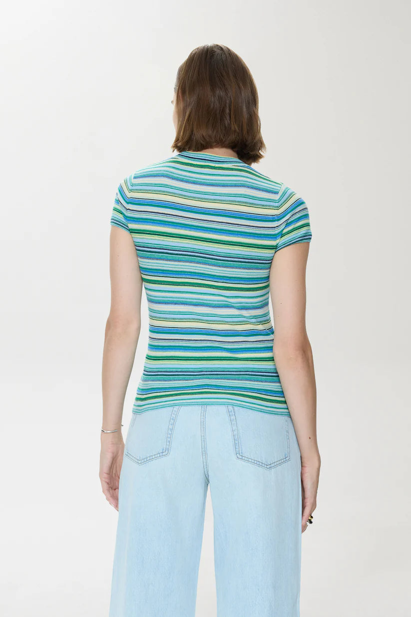 Pistola Selene Short Sleeve Sweater Tee- Blue Green Multi