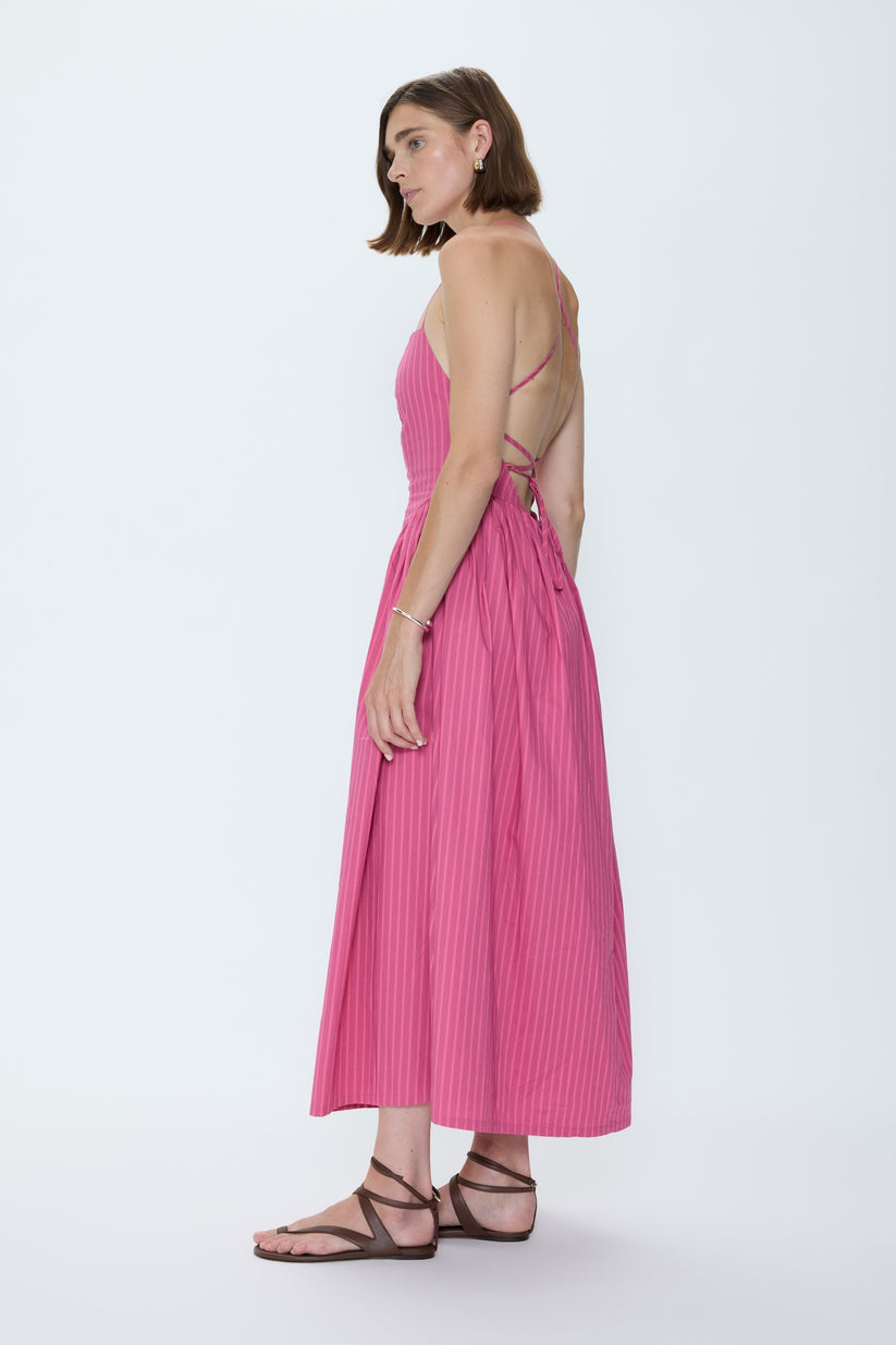 Pistola Sadee Open Back Dress - Magenta Stripe