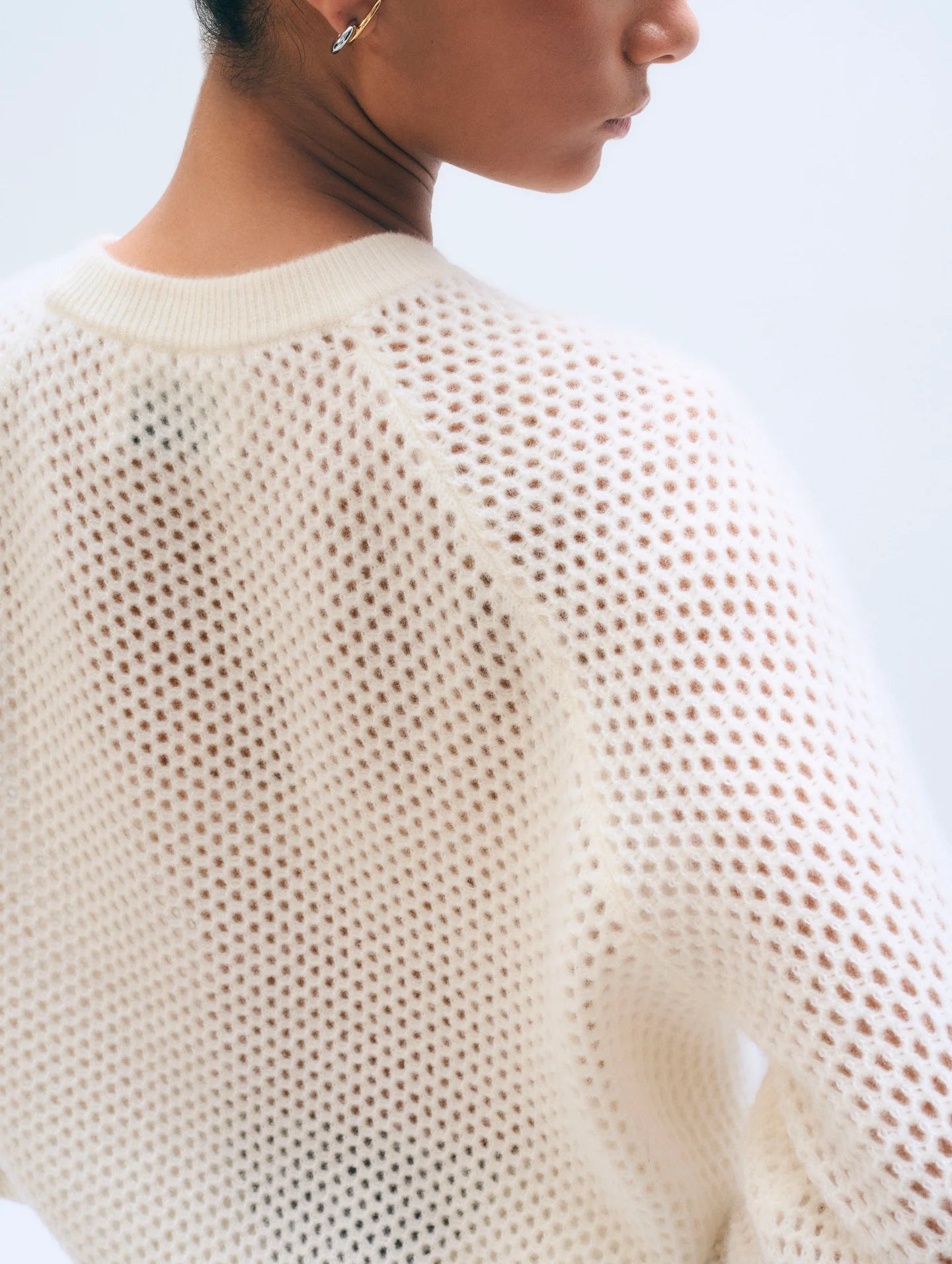White + Warren Cashmere Mesh Sweatshirt 20349