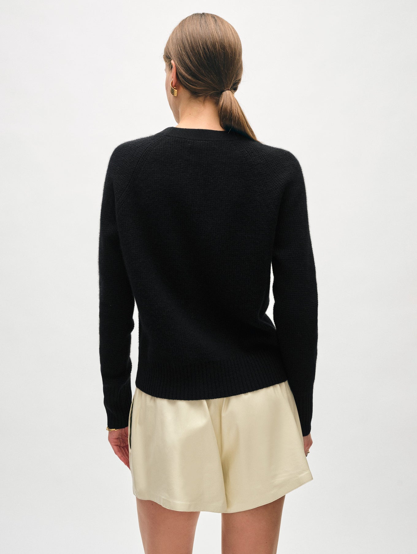 White + Warren Cashmere Waffle Sweatshirt 20388