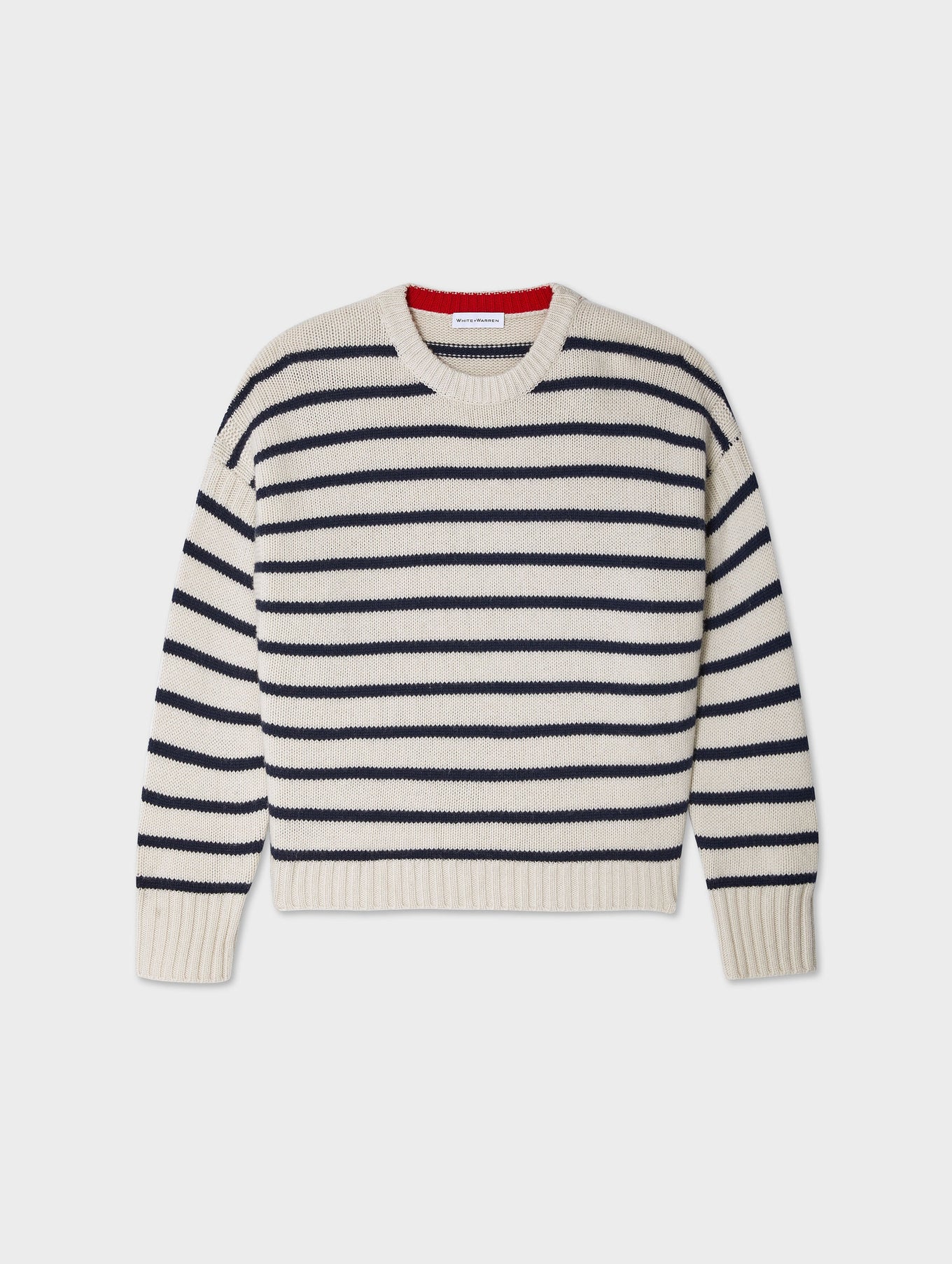 White + Warren Cashmere Blend Striped Crewneck 20900