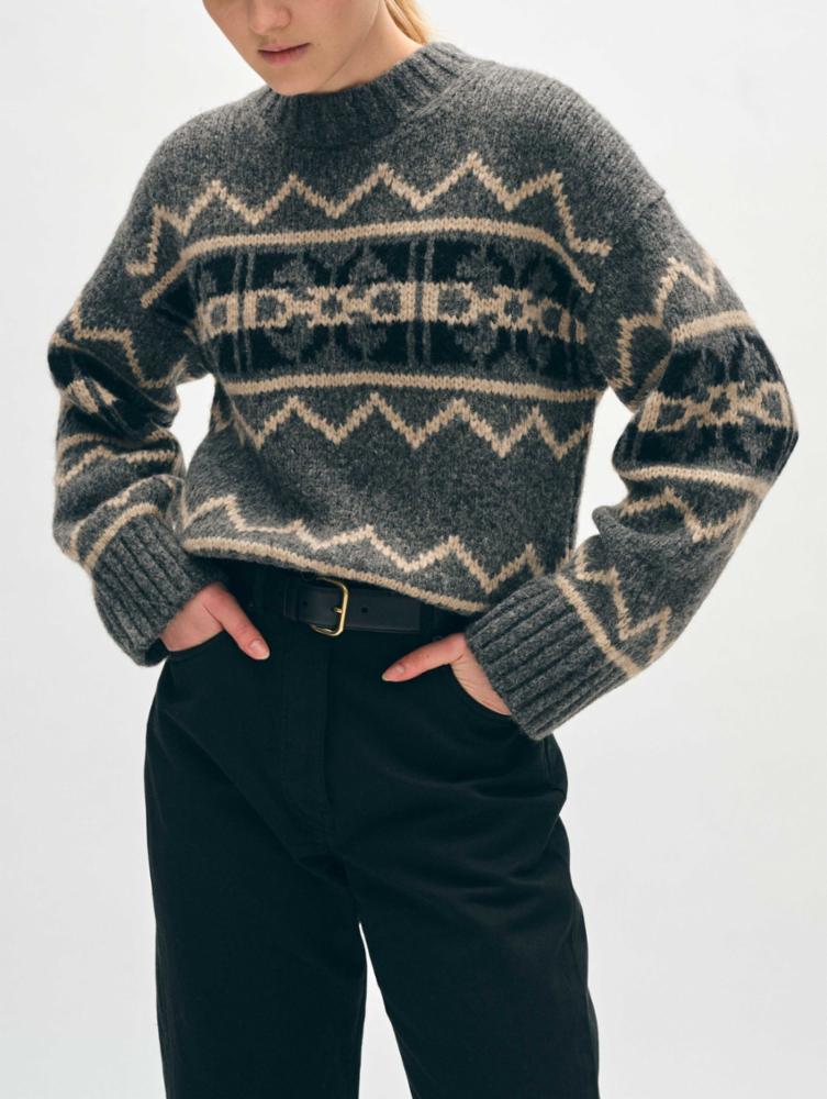 White + Warren Plush Alpaca Blend Fair Isle Crewneck 20958