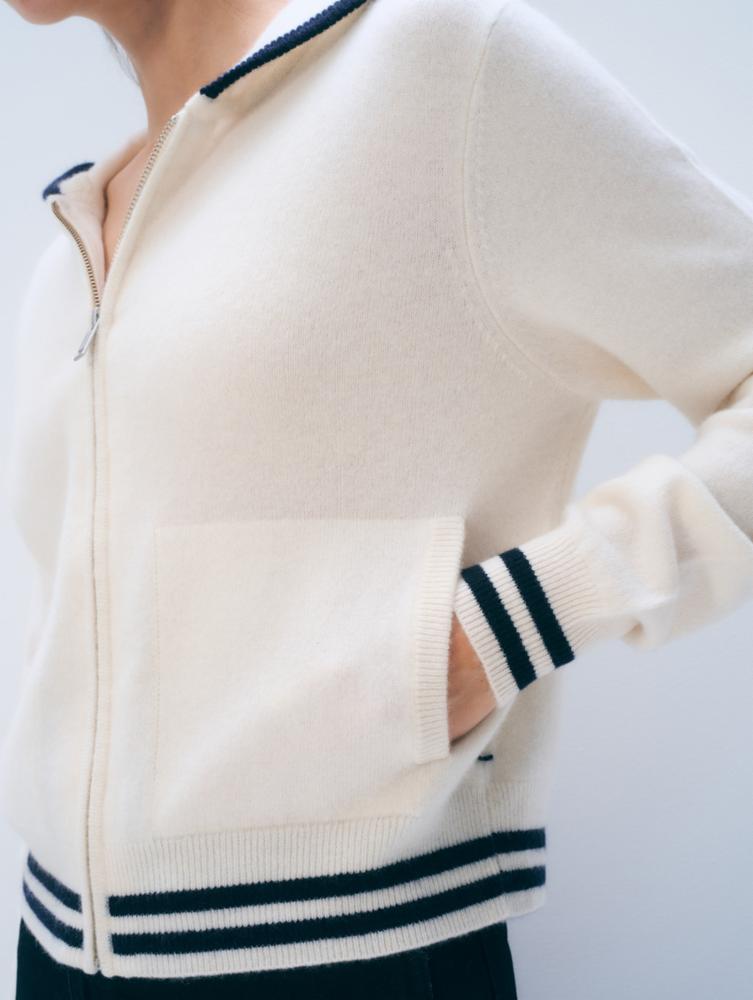 White + Warren Cashmere Varsity Hoodie 21098