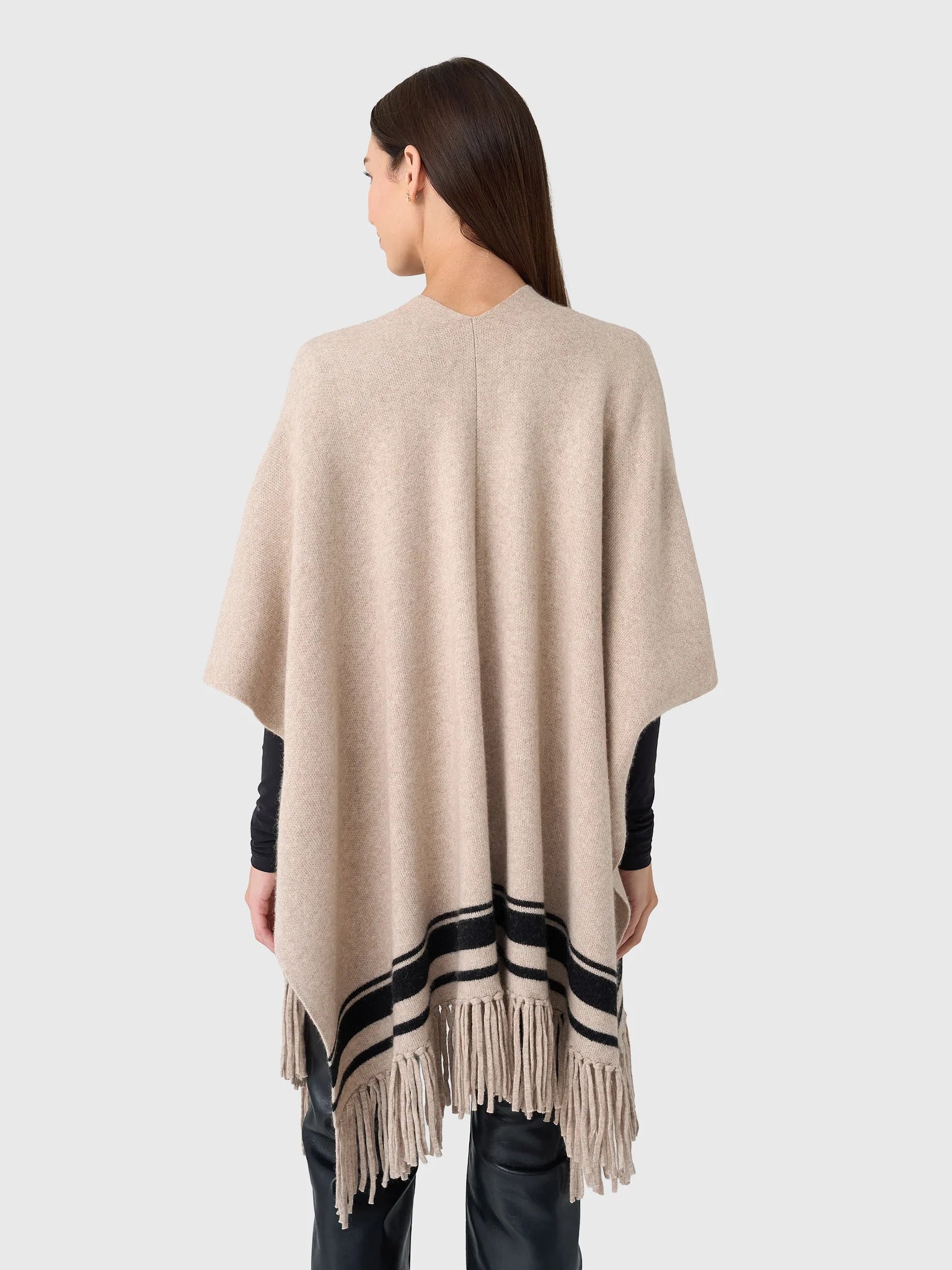 White + Warren Cashmere Blend Fringe Poncho 21430