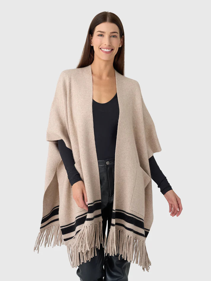 White + Warren Cashmere Blend Fringe Poncho 21430