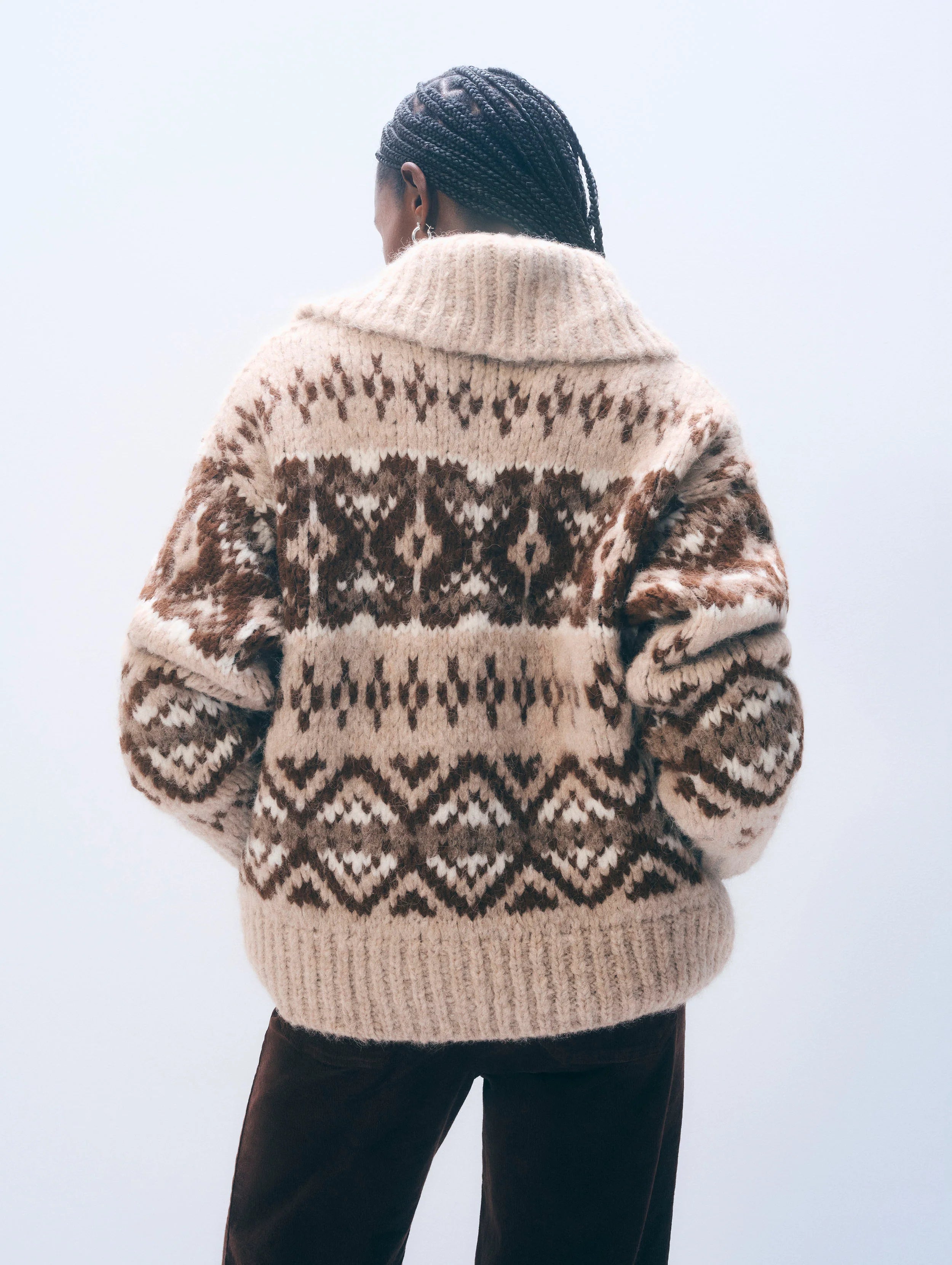 White + Warren Alpaca Blend Fair Isle Bomber 21577
