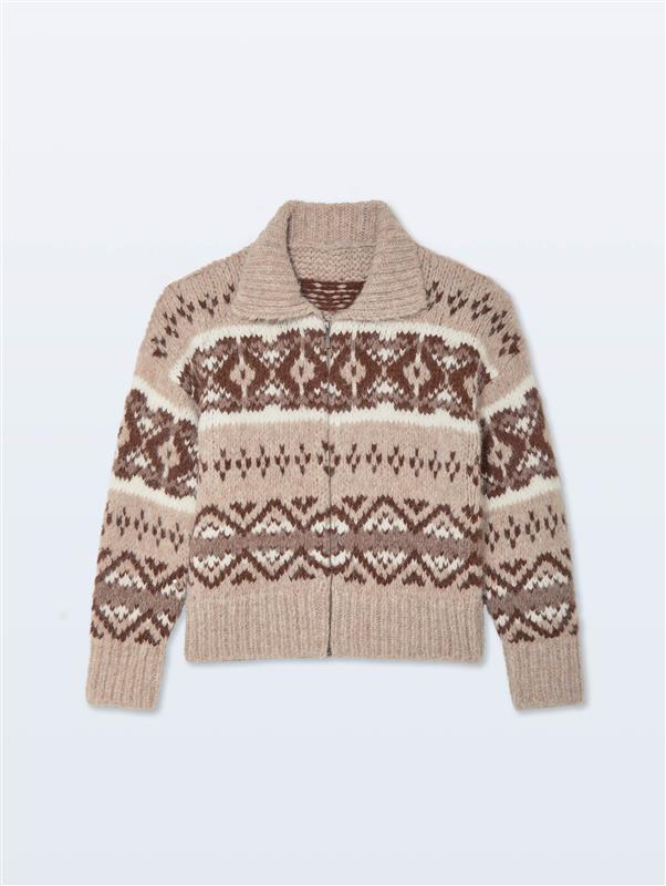White + Warren Alpaca Blend Fair Isle Bomber 21577