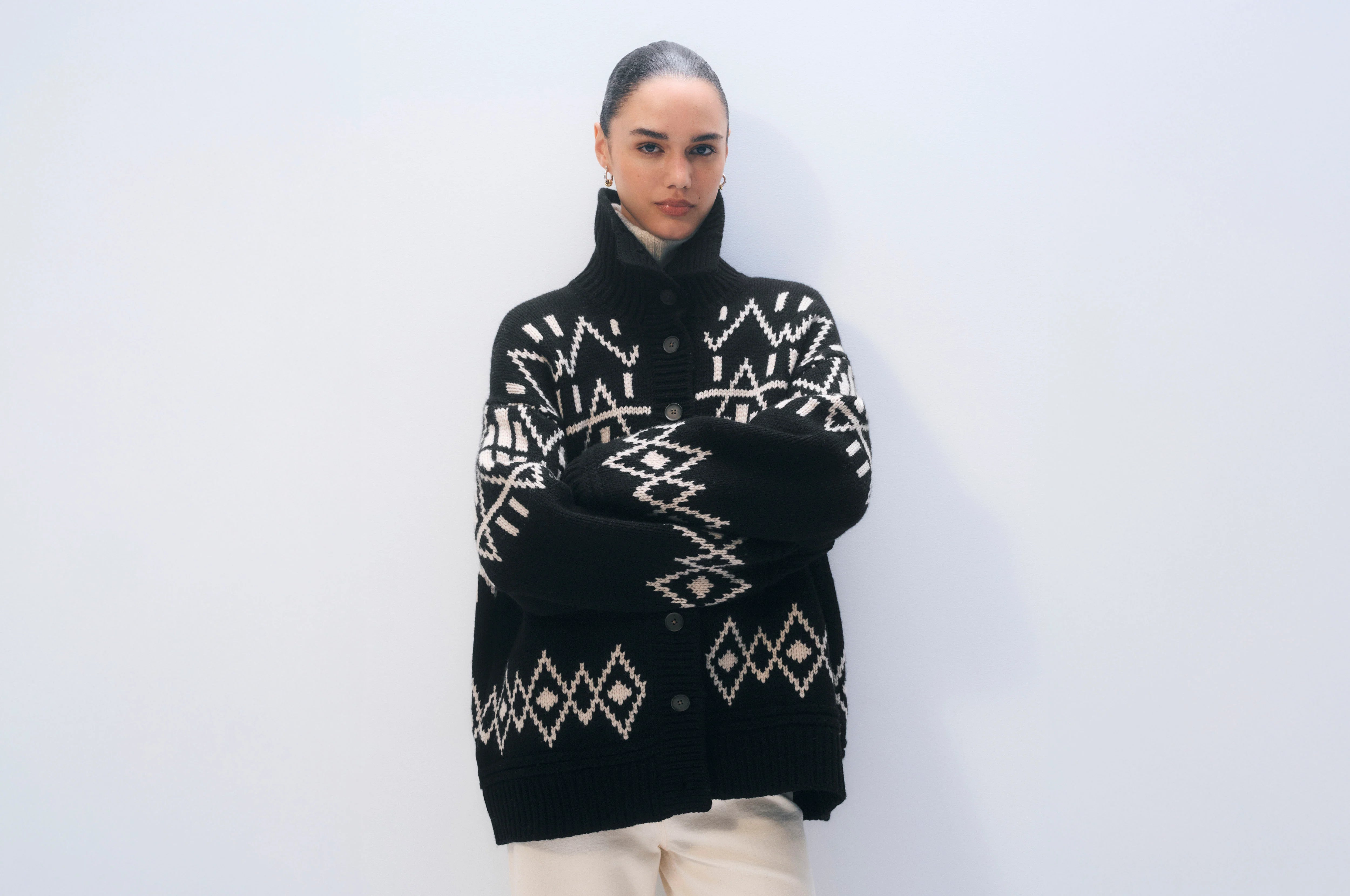 White + Warren Merino Fair Isle Jacket 21612