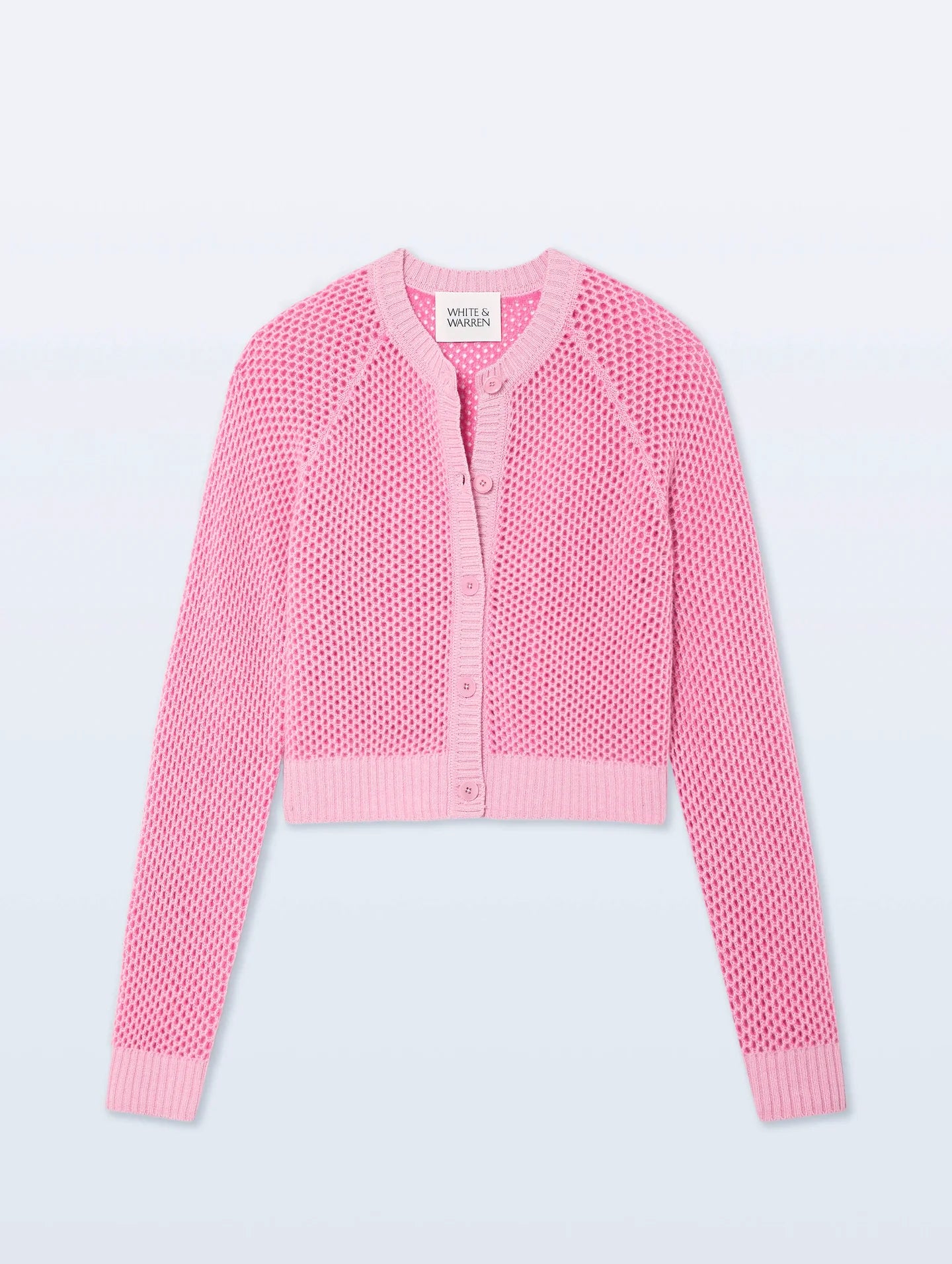 White + Warren Cashmere Mesh Cardigan Pink Buds 21644