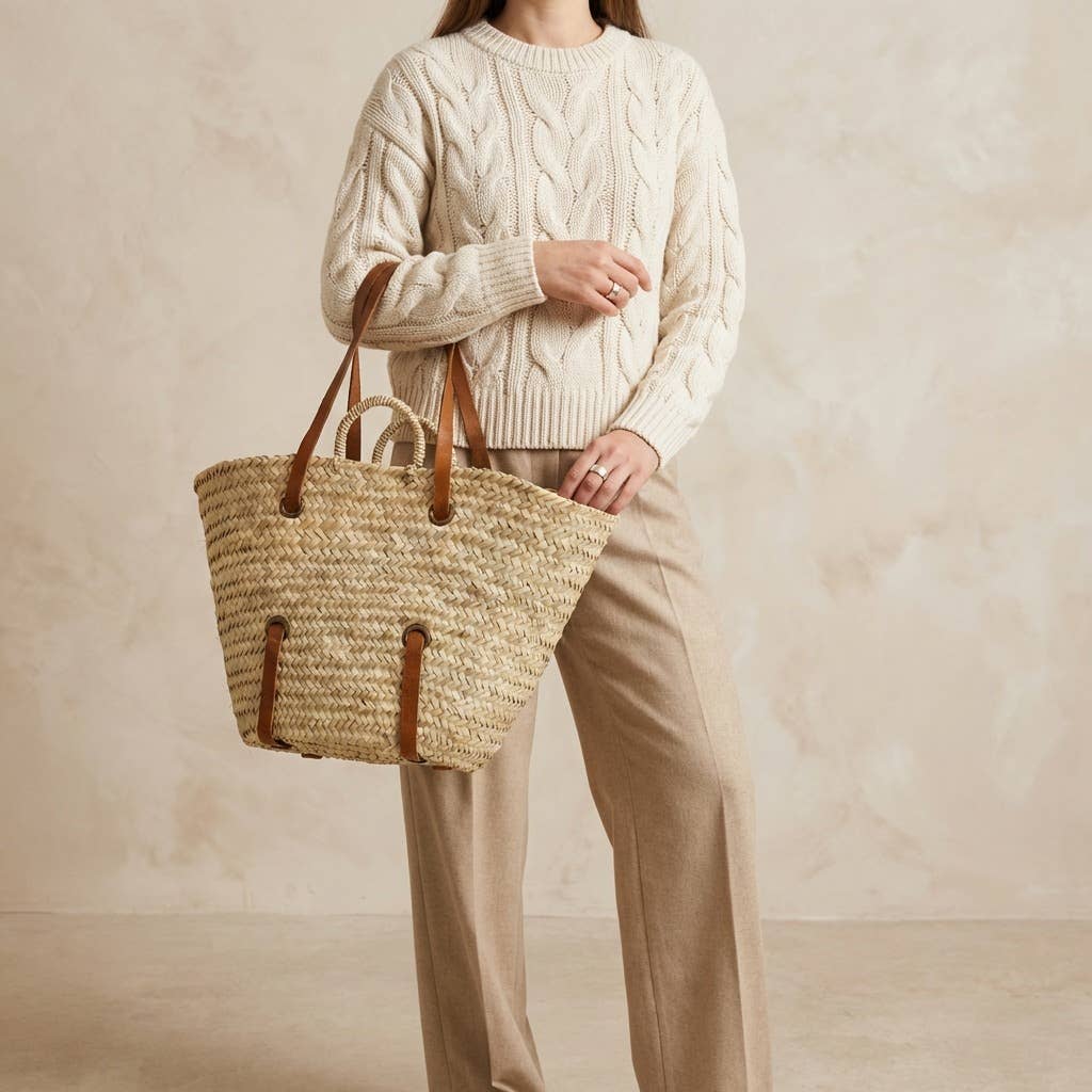 French Market Boho Beach Shopper with Leather Straps #16