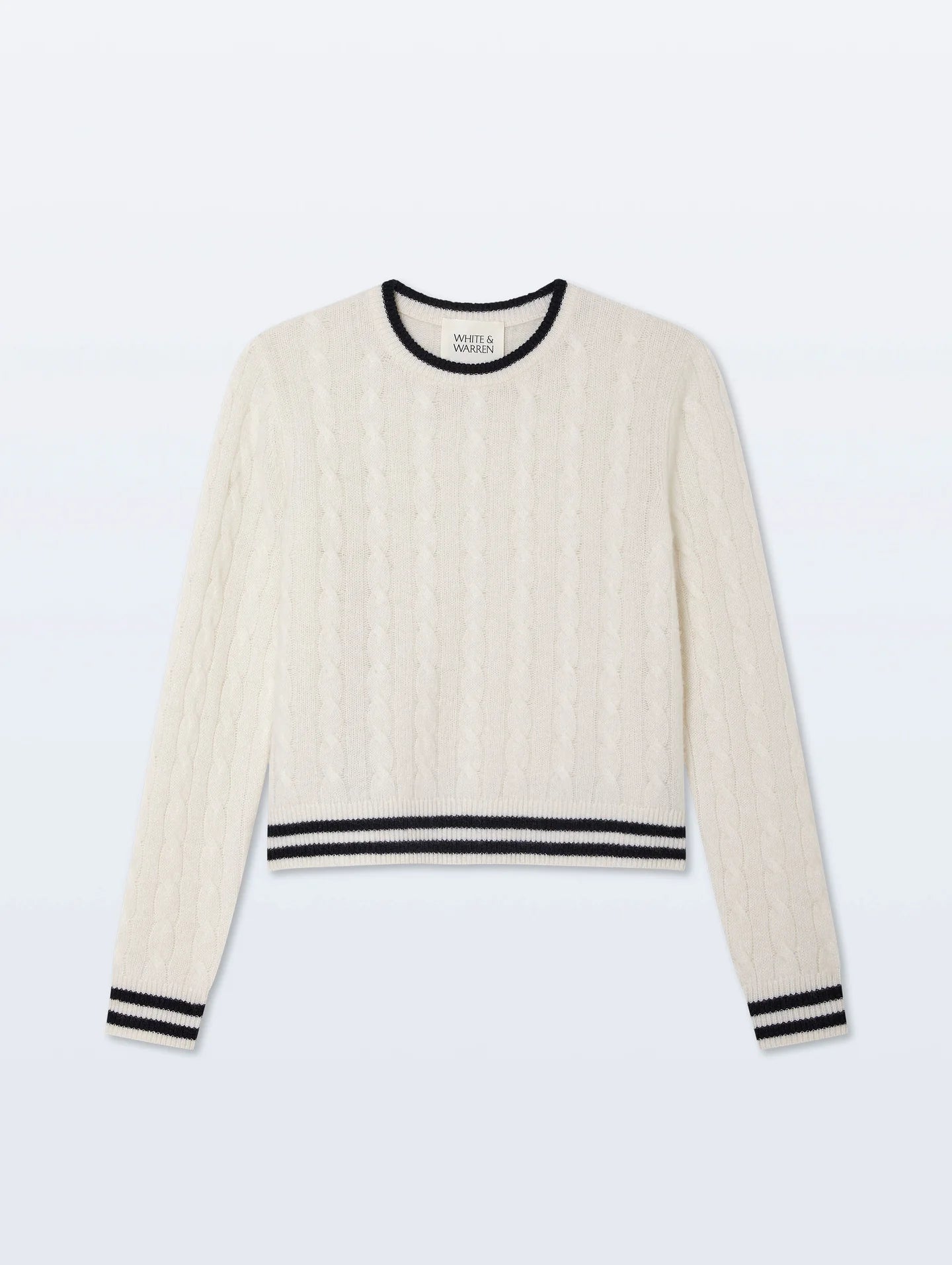 White + Warren Cashmere Varsity Cable Crewneck 21764