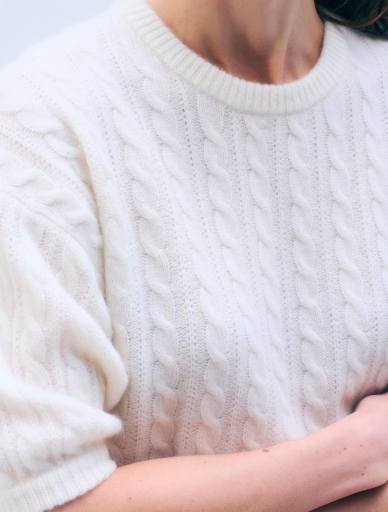White + Warren Cashmere Cable Short Sleeve Sweater 21800