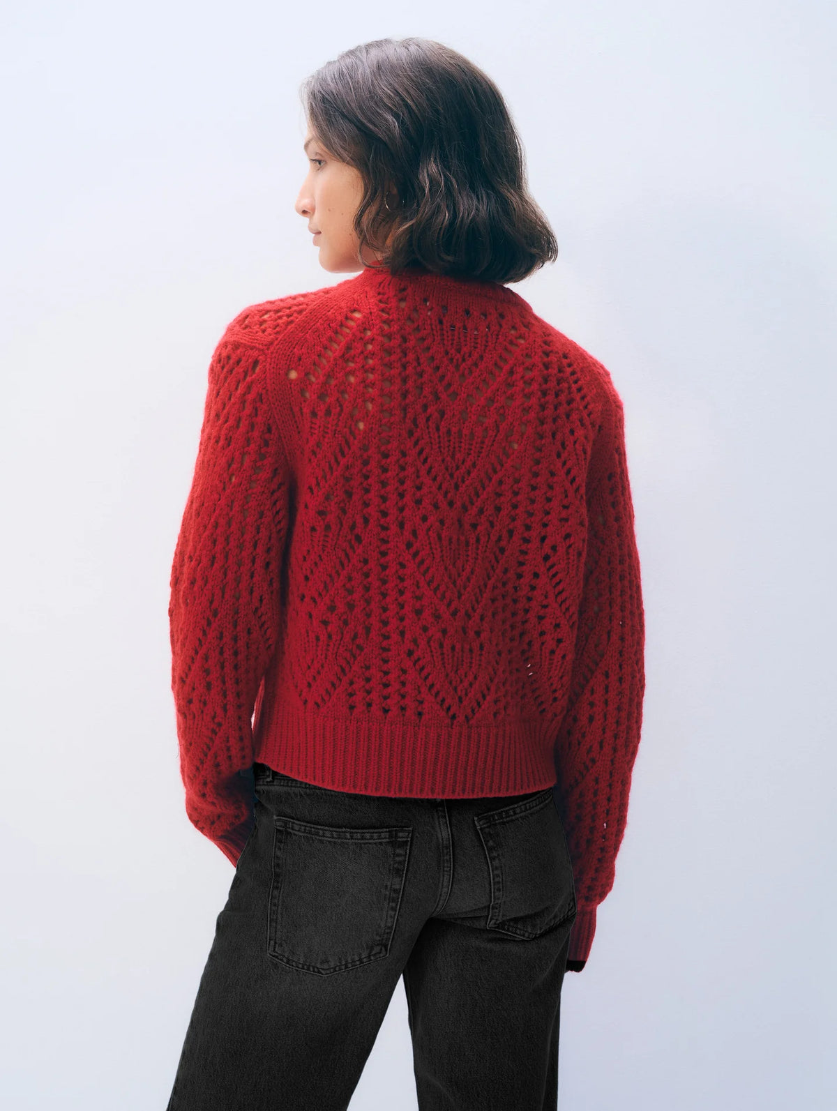 White and Warren Cashmere Blend Open Stitch Crewneck 21877