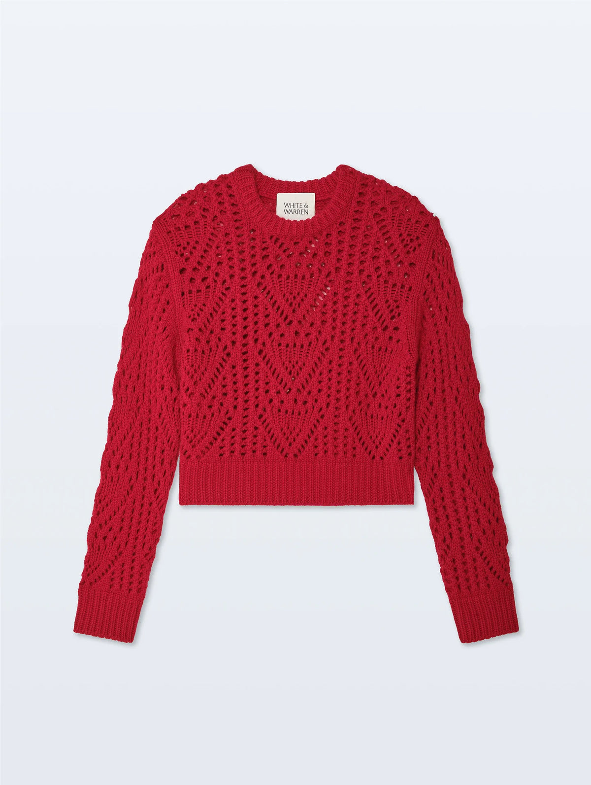 White and Warren Cashmere Blend Open Stitch Crewneck 21877
