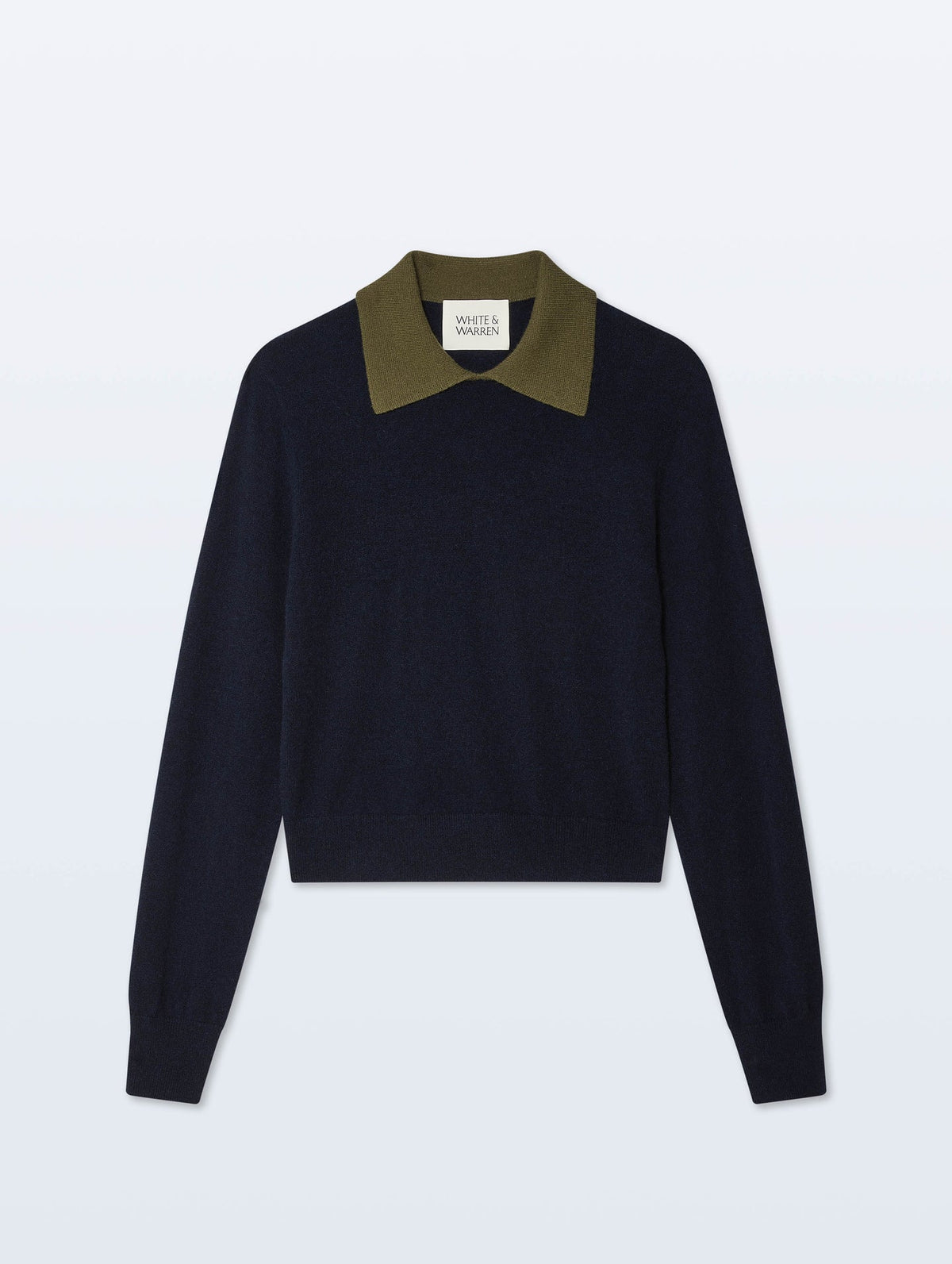 White + Warren Cashmere Contrast Collar Sweater 21971