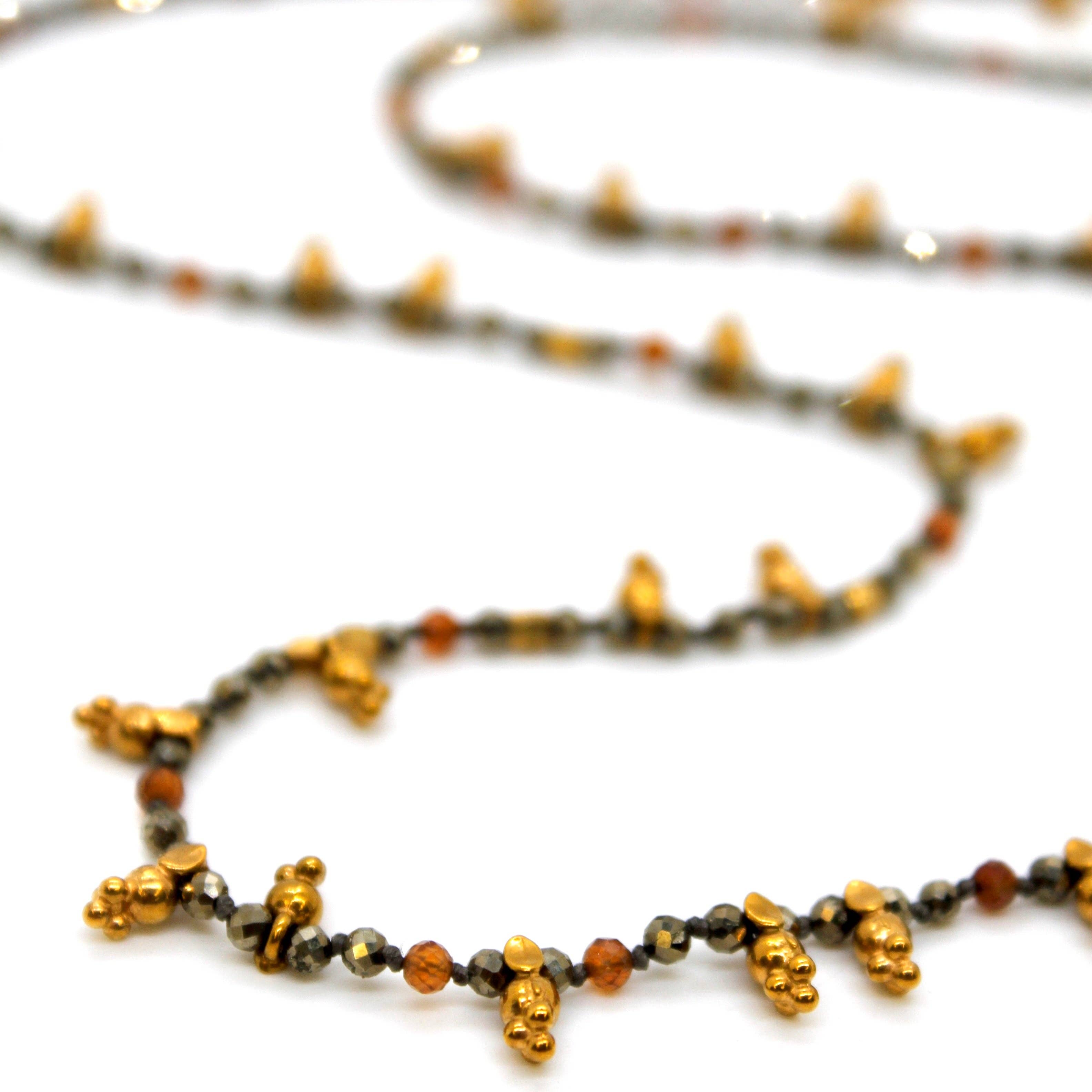Lizou Pyrite and Mini Gold Specks Long Necklace #16