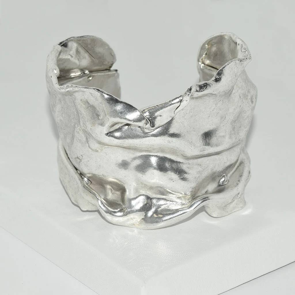 Karine Sultan Crumpled Foil Cuff Bracelet