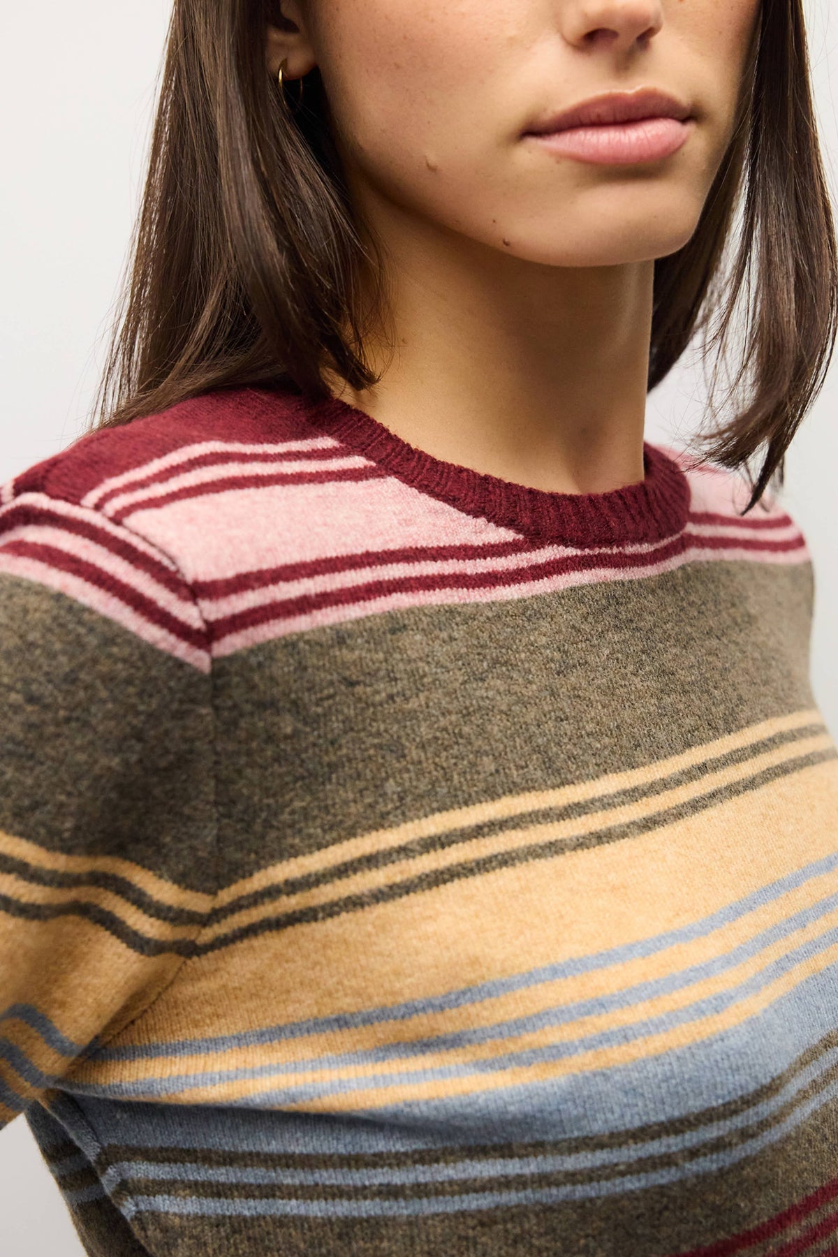 All Row The Natasha Sweater | Multi Stripe Relaxed Brushed Knit
