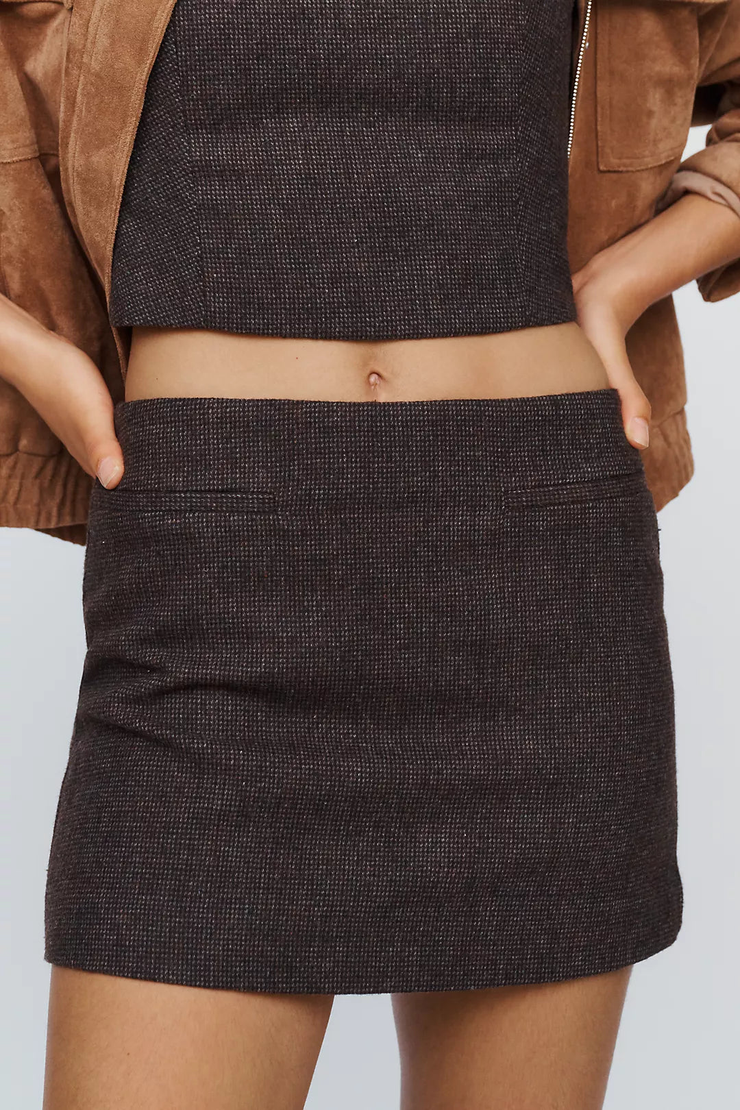 Elodie Perrin Wool Mini Checked Skirt