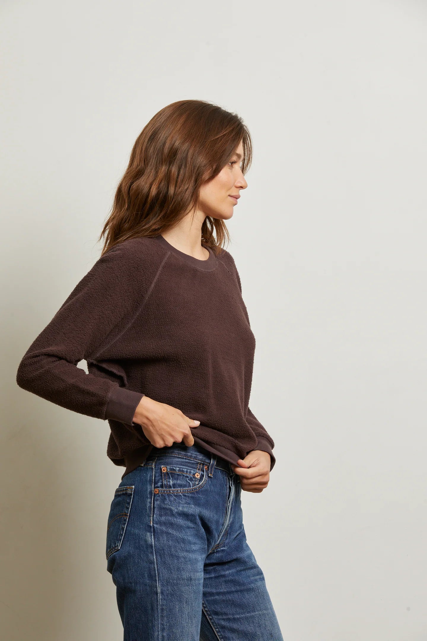 Perfect White Tee Ziggy Inside Out Cotton Fleece Bracelet Sleeve Shrunken Crew