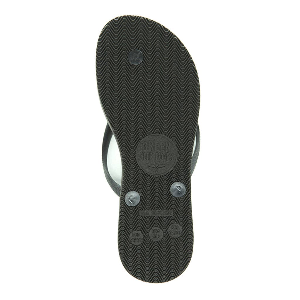 Green Sustainable Flip Flops Recycled Black with Recycled Black Straps