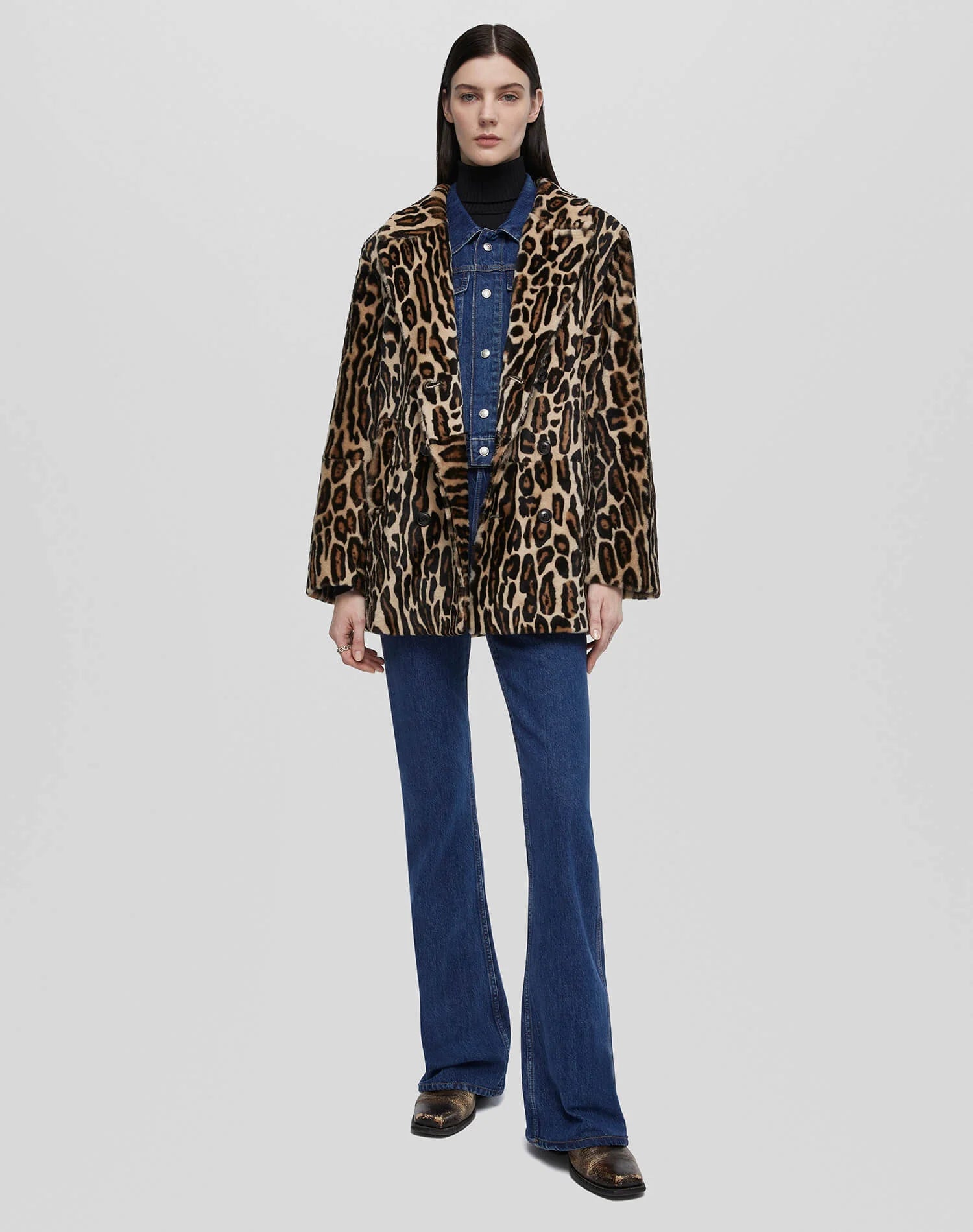 RE/DONE Leopard Shearling Peacoat