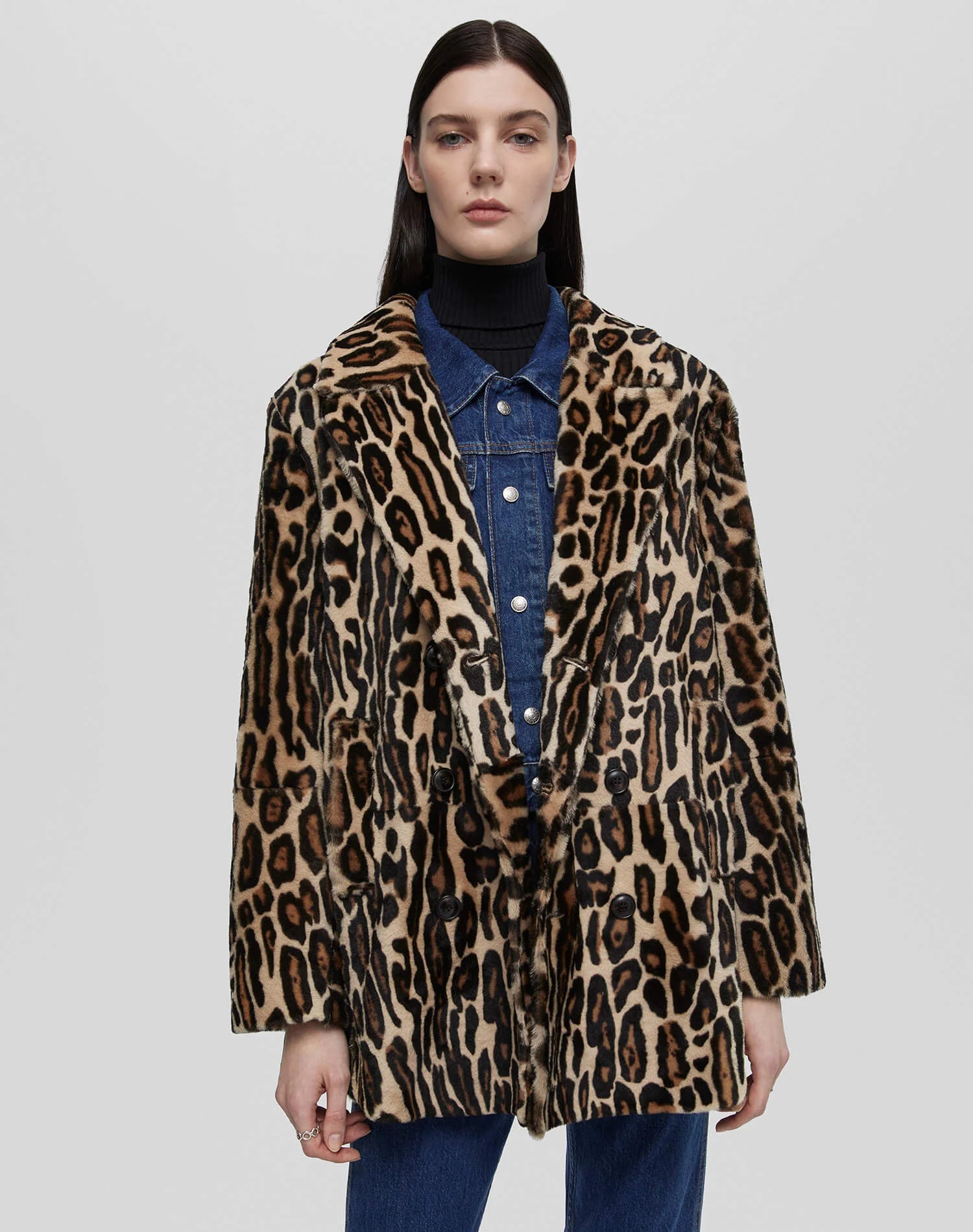 RE/DONE Leopard Shearling Peacoat