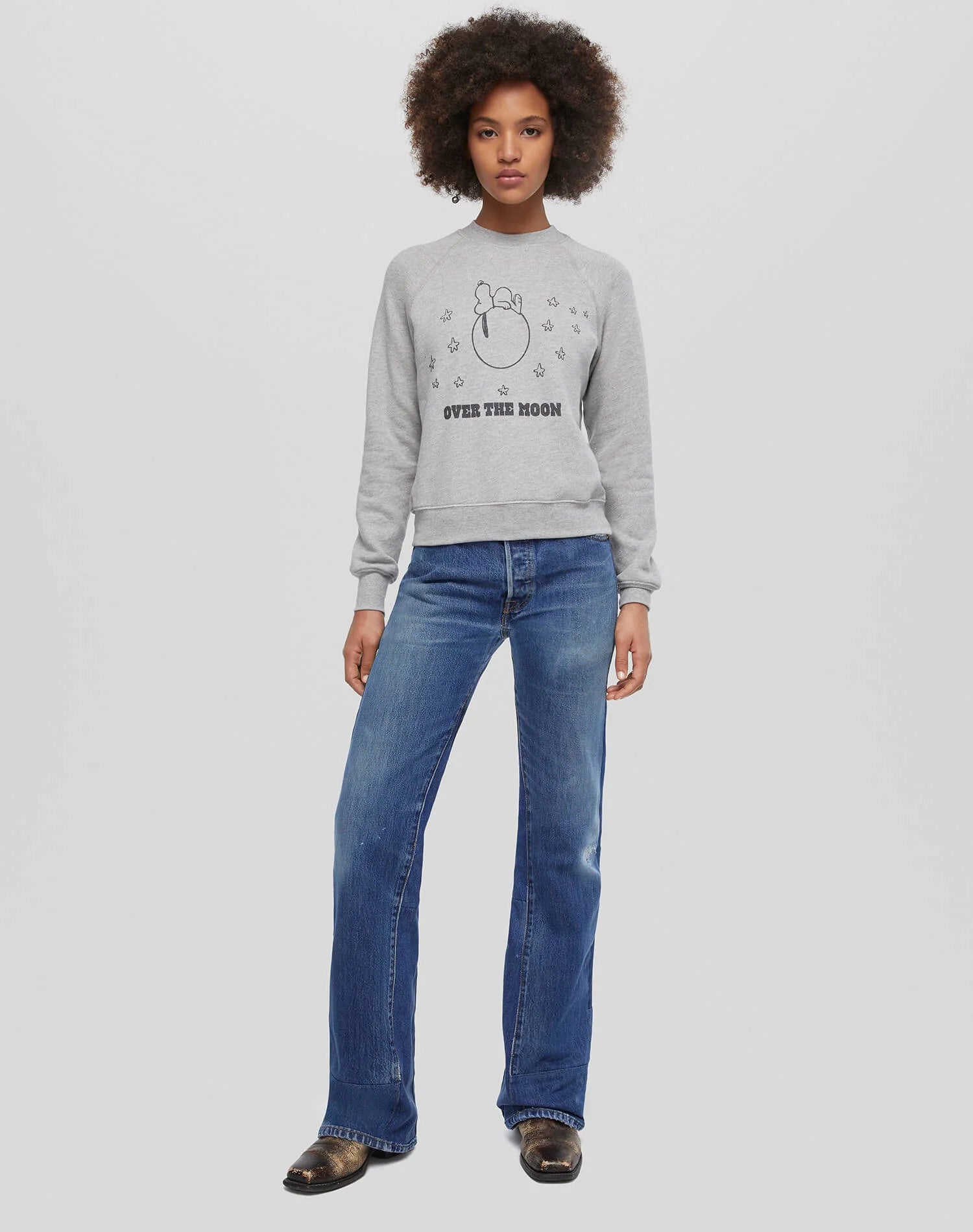 RE/DONE Classic Crewneck Sweatshirt - Snoopy Over the Moon