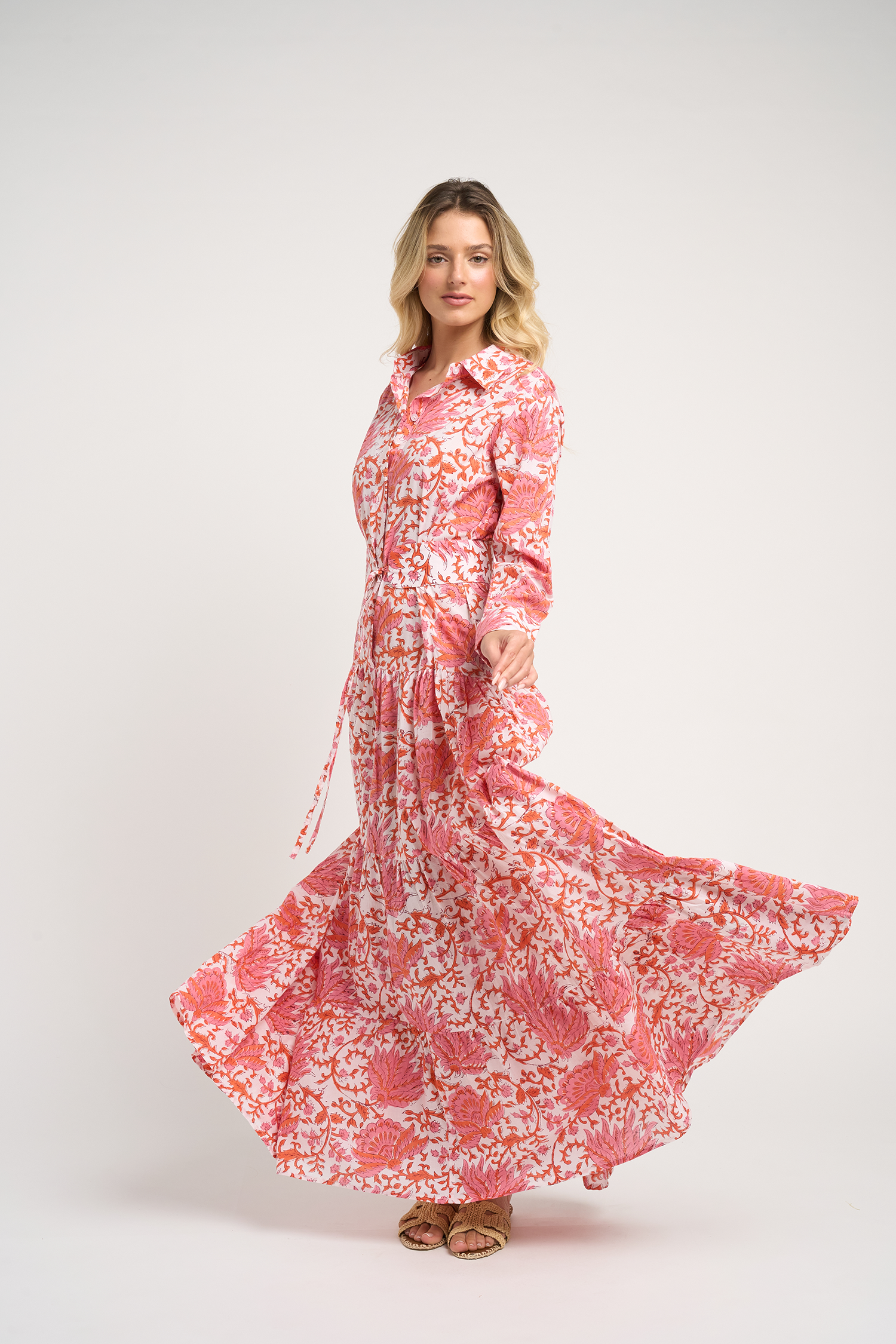 Guadalupe Design Meredith Floral Dress Coral