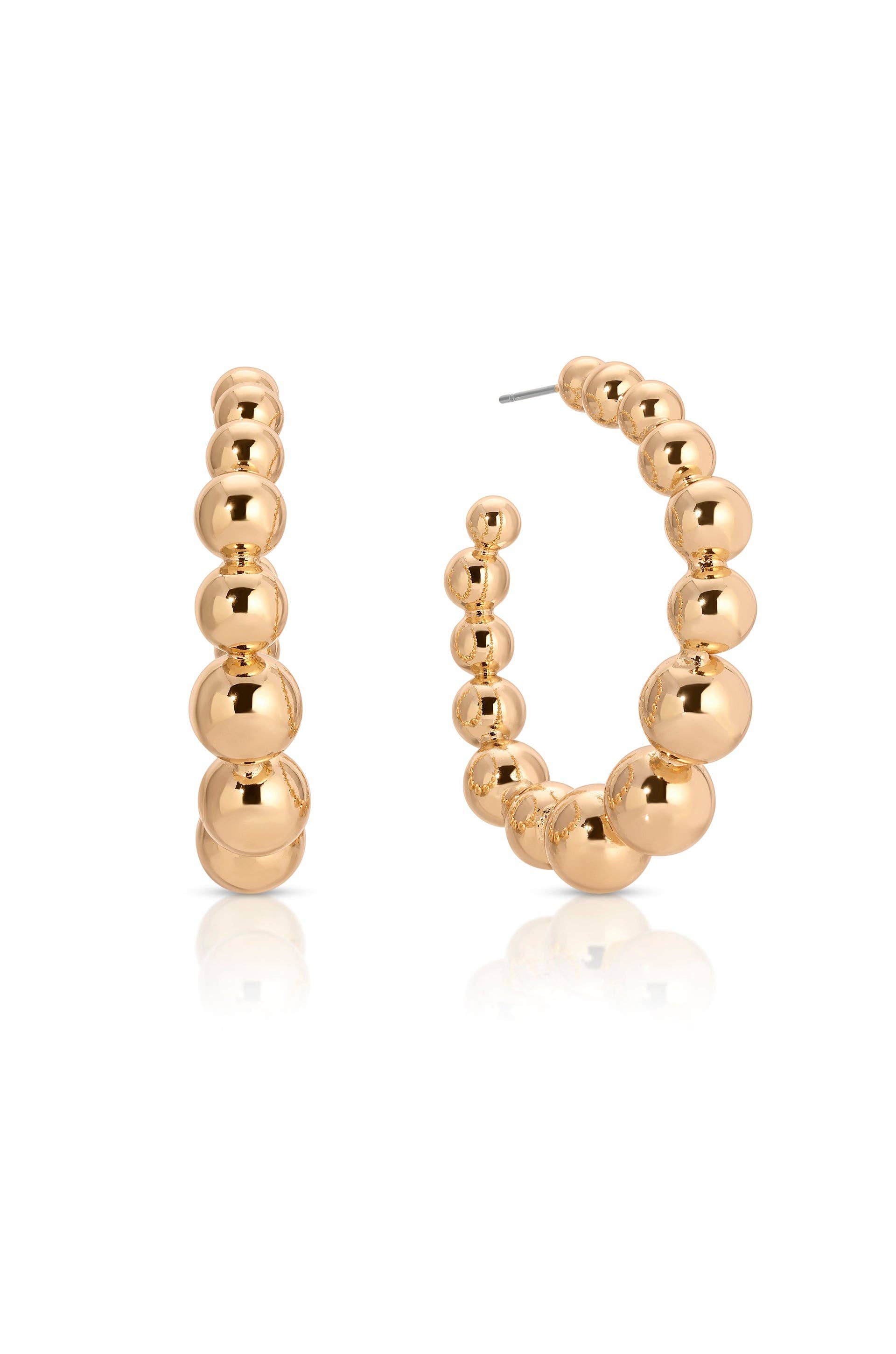 Ettika Bubble Ball Hoops in Gold