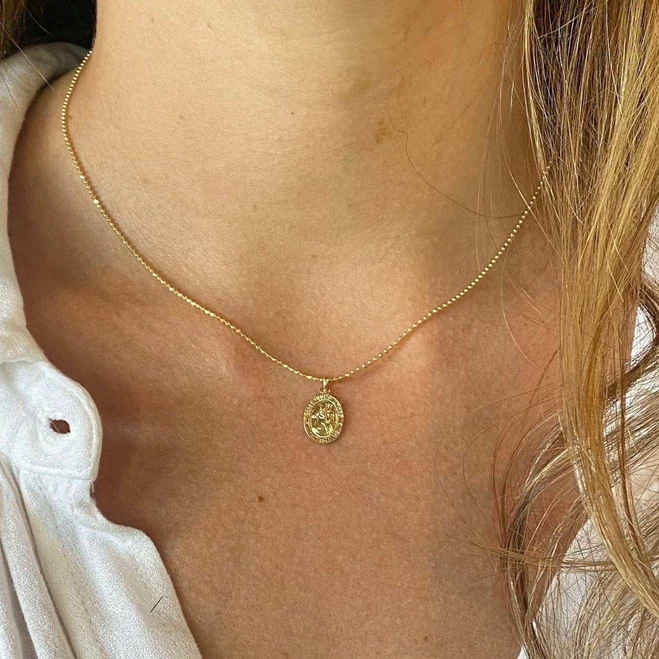 Joy Dravecky Mini Saint Christopher charm necklace