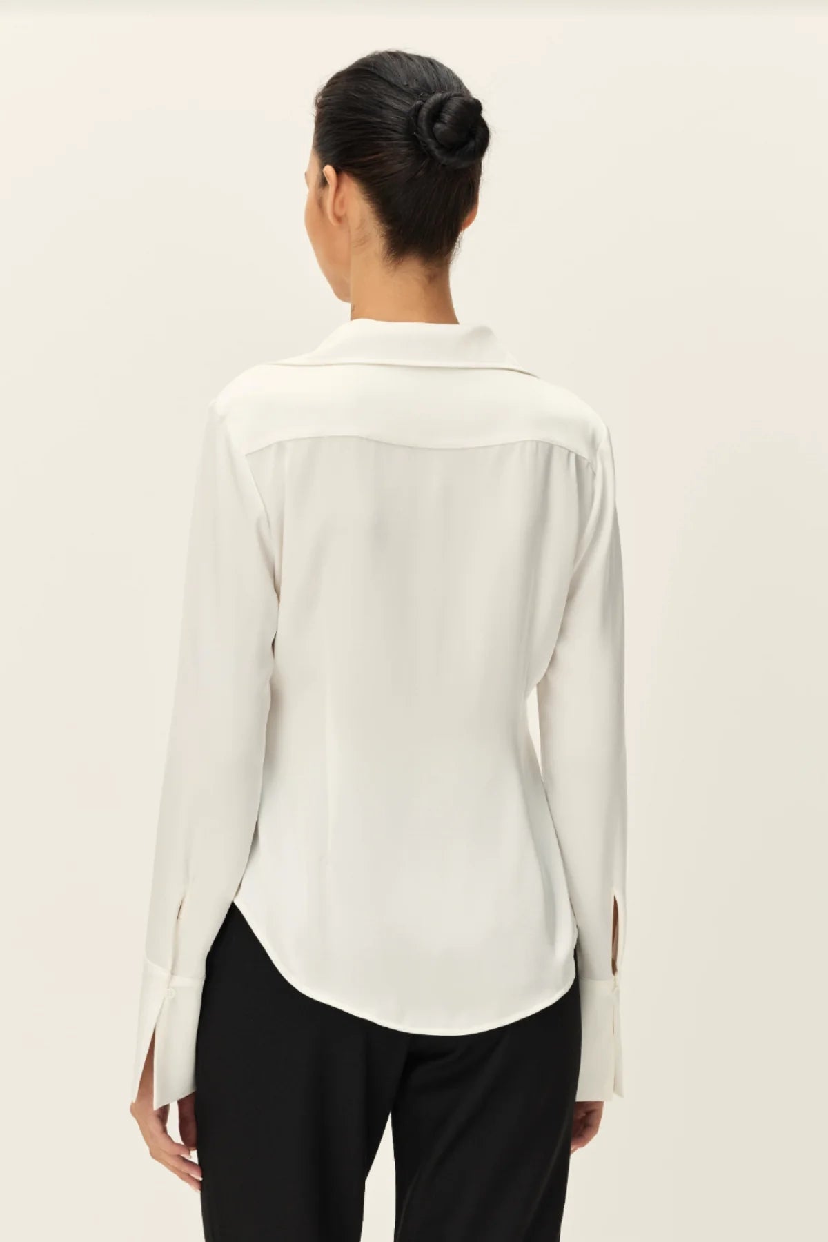 Elodie Canal Matte Satin Ruched Front Shirt