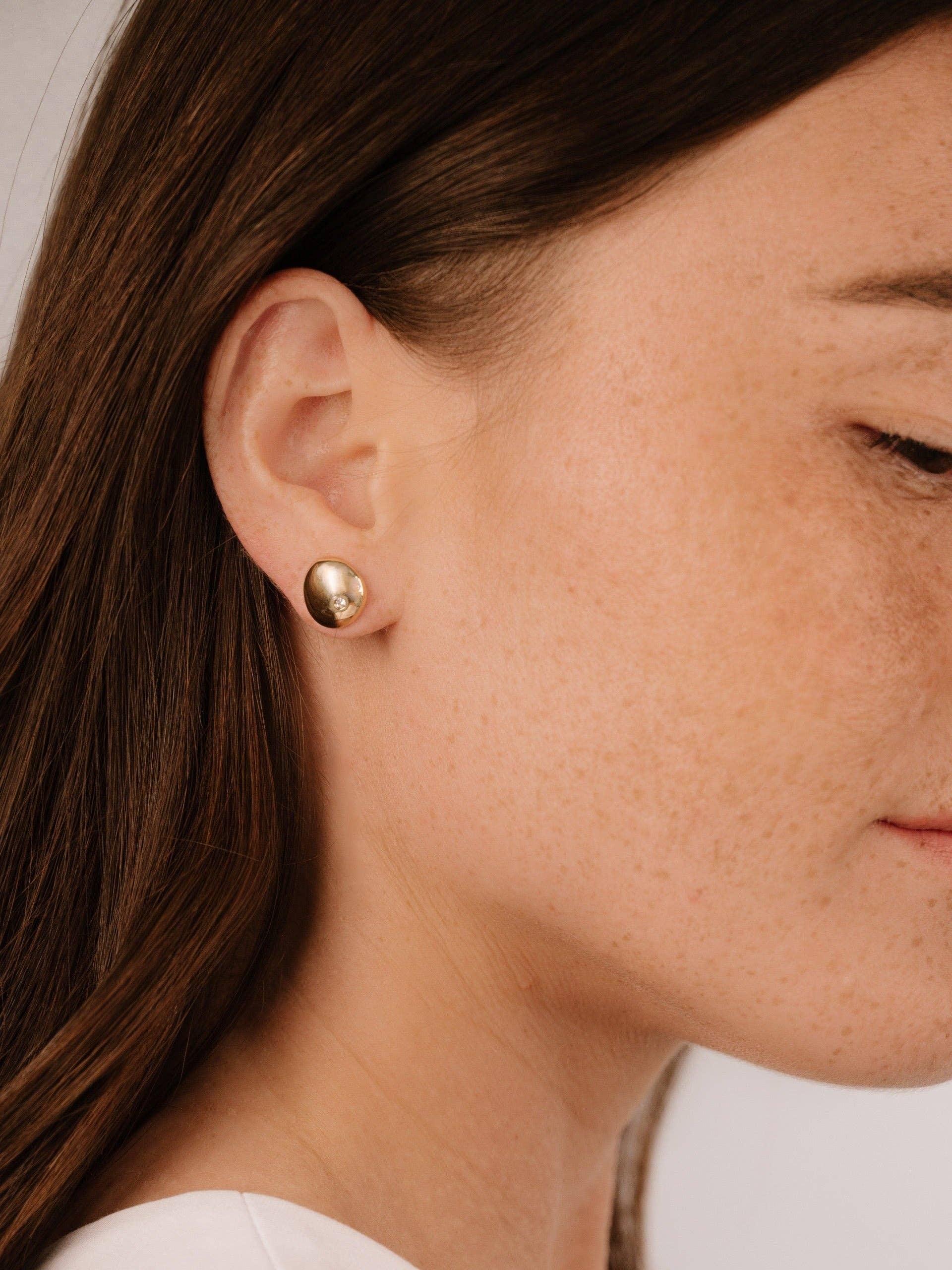 Ettika Polished Pebble Crystal Stud Earrings