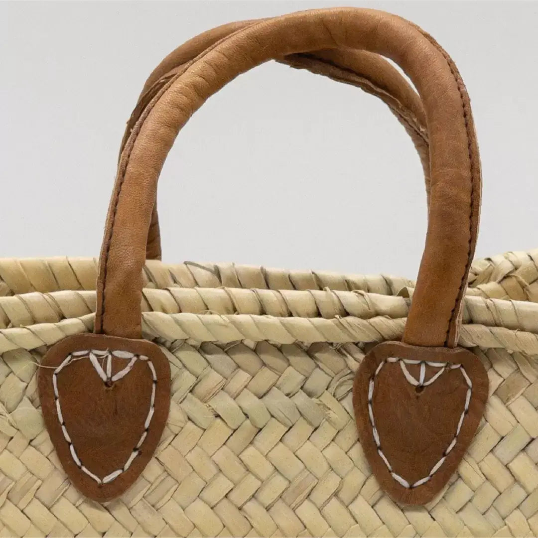 French Market Bags Basket Straw Bag with Leather #1
