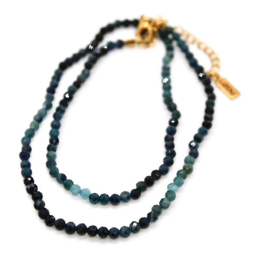 Lizou Gradient Tourmaline Beaded Necklace 16"
