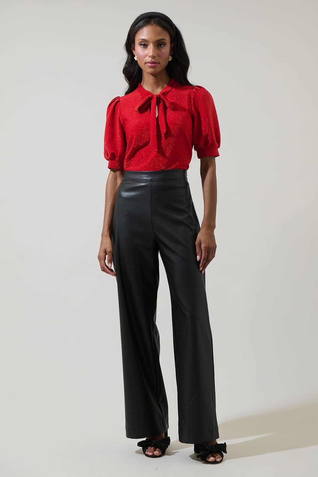 Sugarlips Lisette Shimmer Bow Tie Top