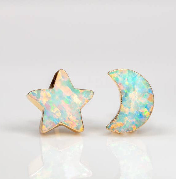 Leslie Francesca Opal Moon & Star Studs
