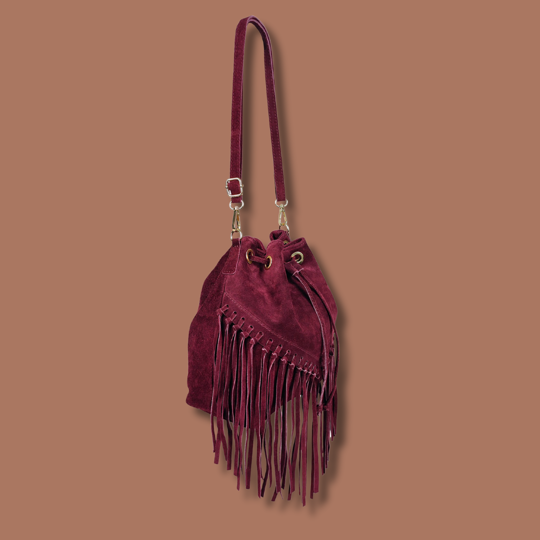 European Leather Collection Fringed Suede Bag