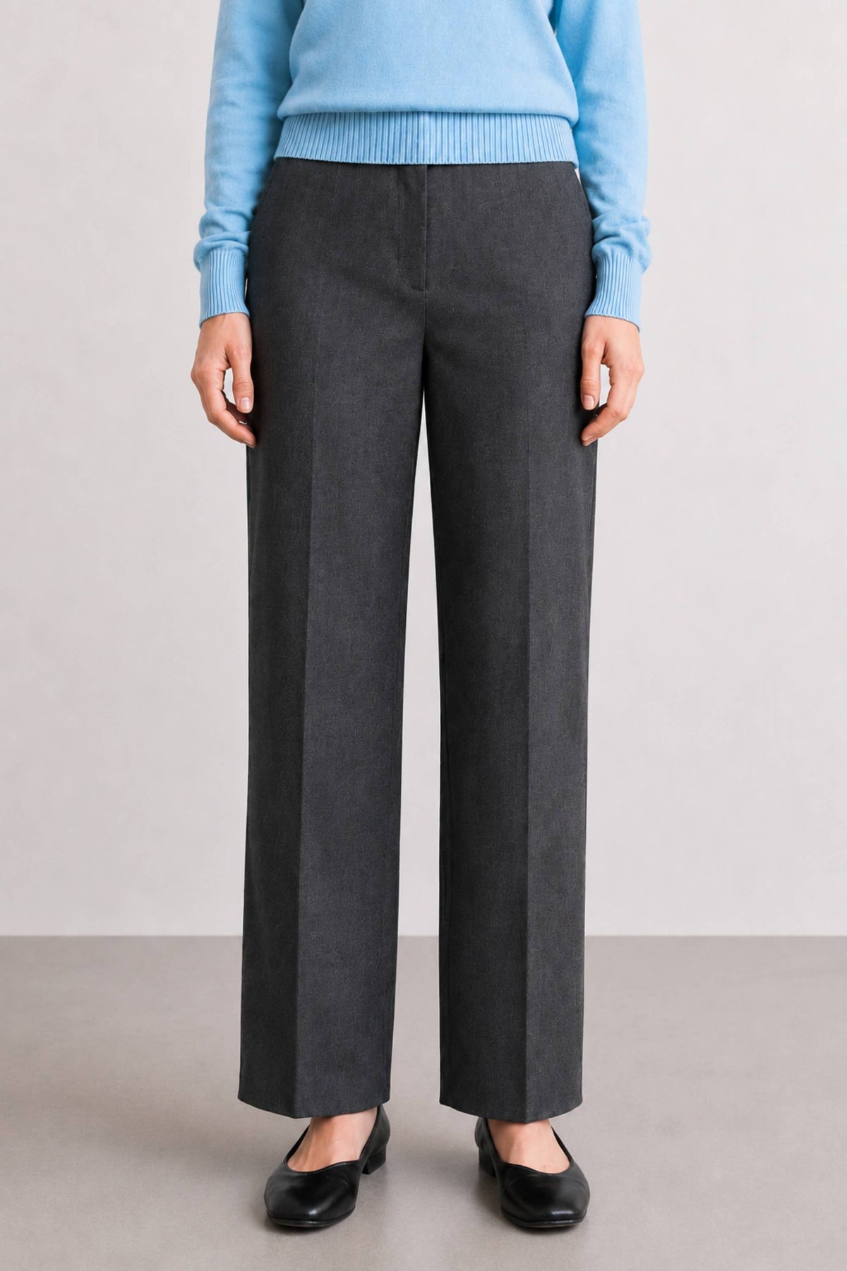 Elle Grey Tailored Knit Straight Pant 5386EPC